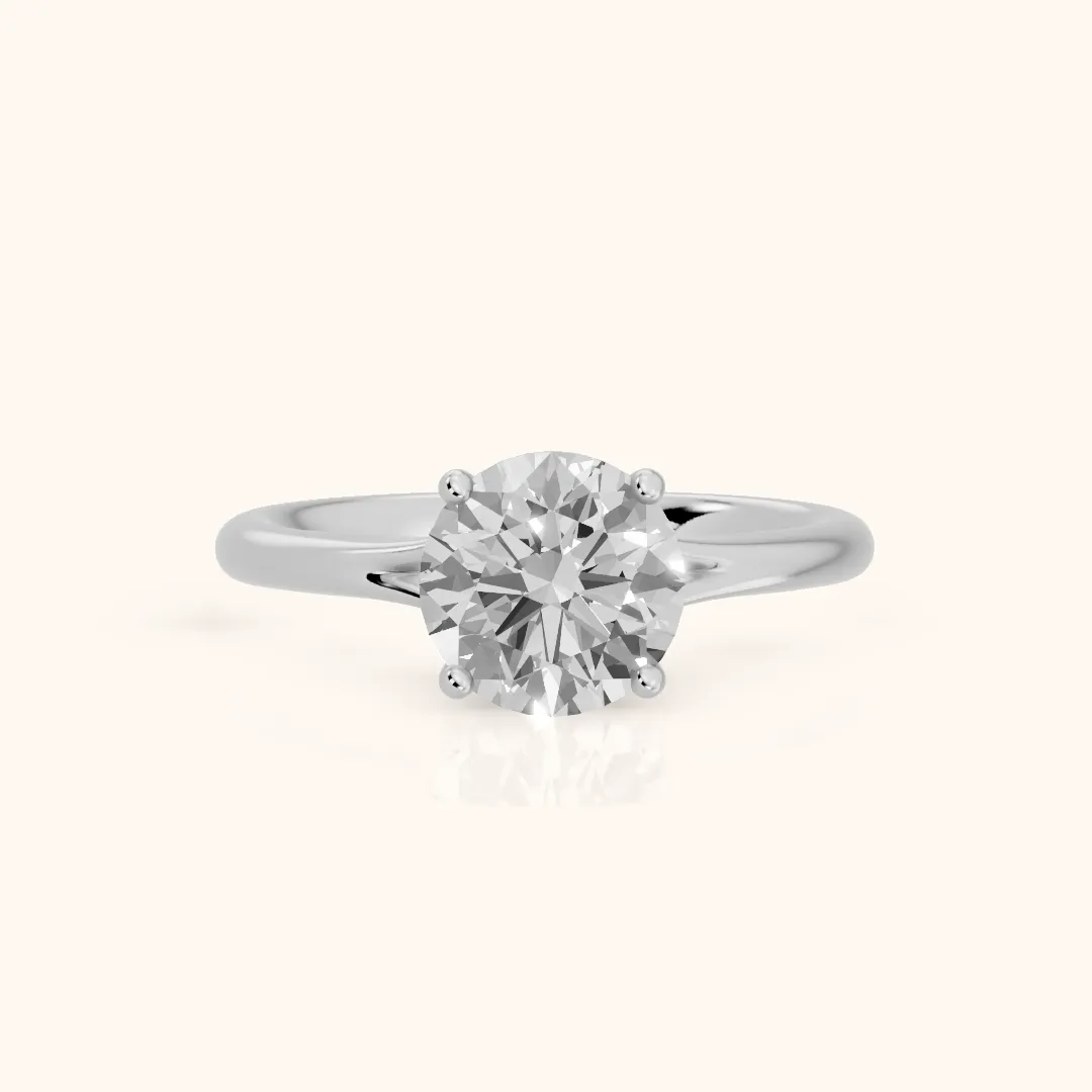 Melanie Solitaire Split Shank Round Diamond Engagement Ring in Silver — view 2