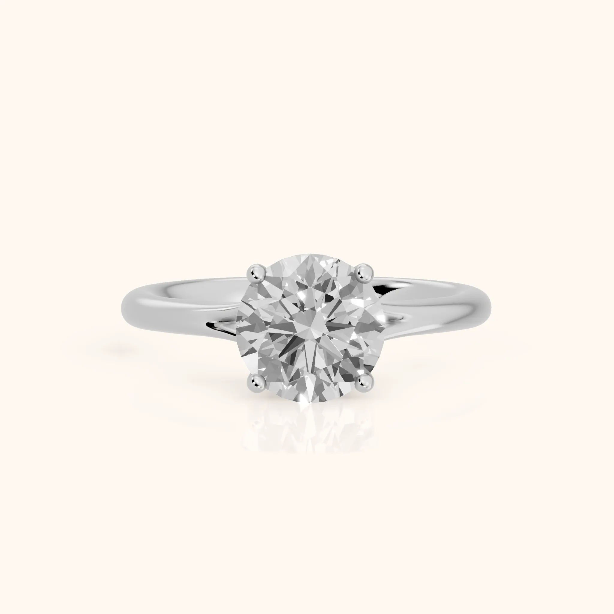 Melanie Solitaire Split Shank Round Diamond Engagement Ring in Silver — view 1