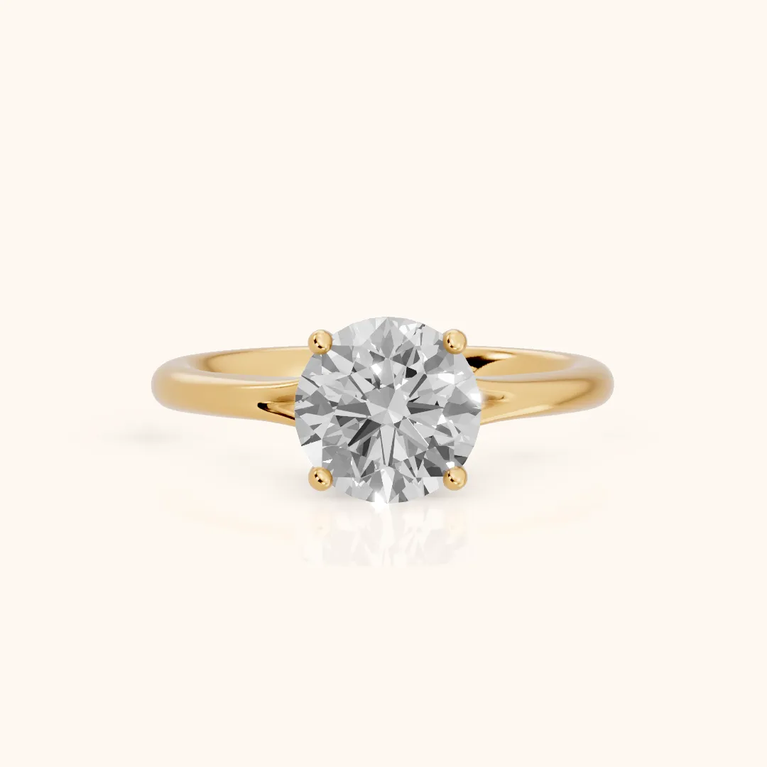 Melanie Solitaire Split Shank Round Diamond Engagement Ring in Yellow Gold — view 2