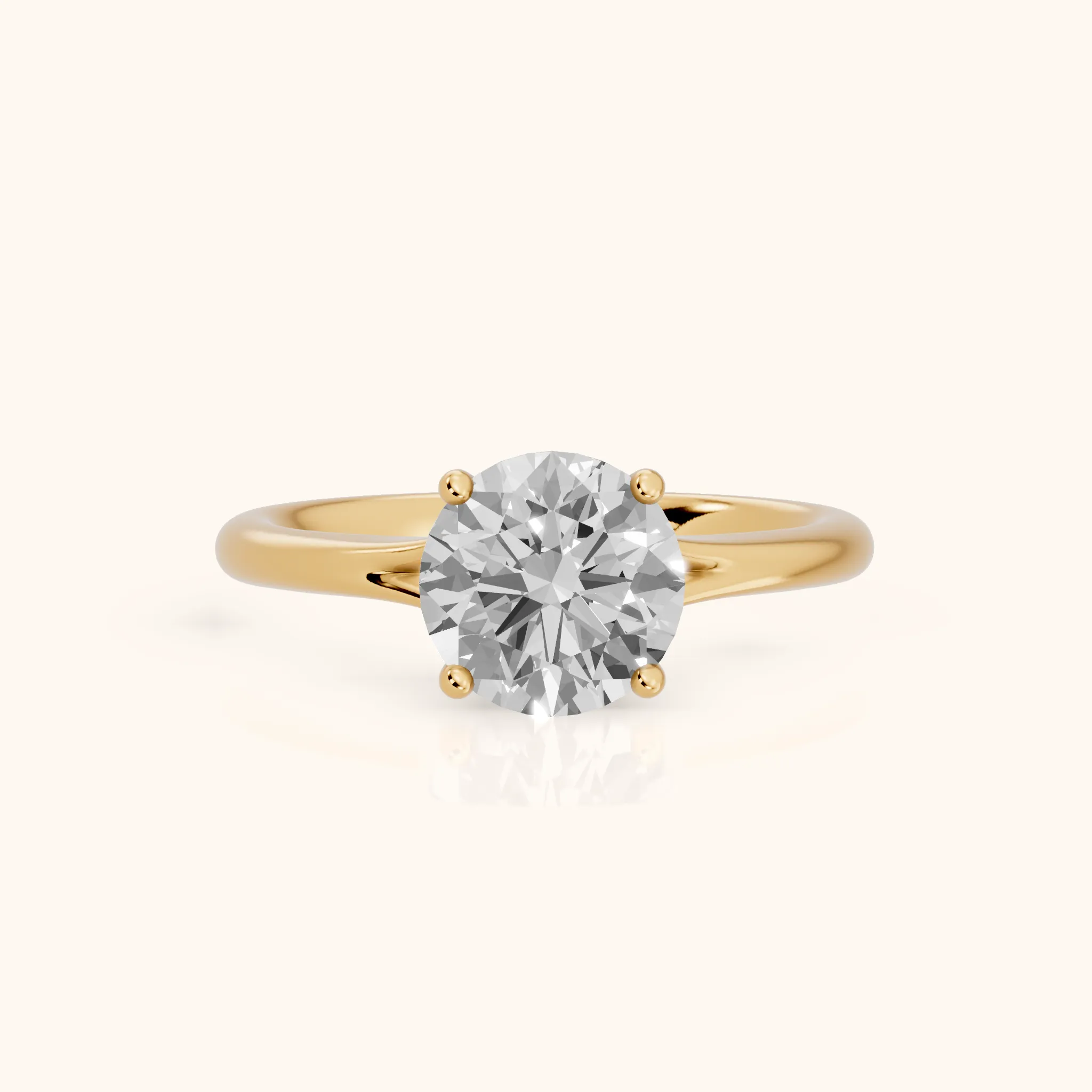 Melanie Solitaire Split Shank Round Diamond Engagement Ring in Yellow Gold — view 1