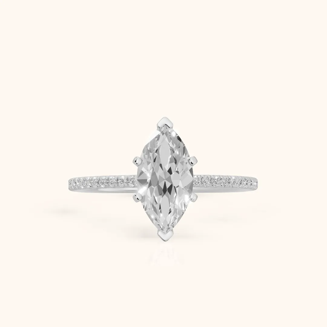 Minette Micropavé Marquise Diamond Engagement Ring in Silver — view 2