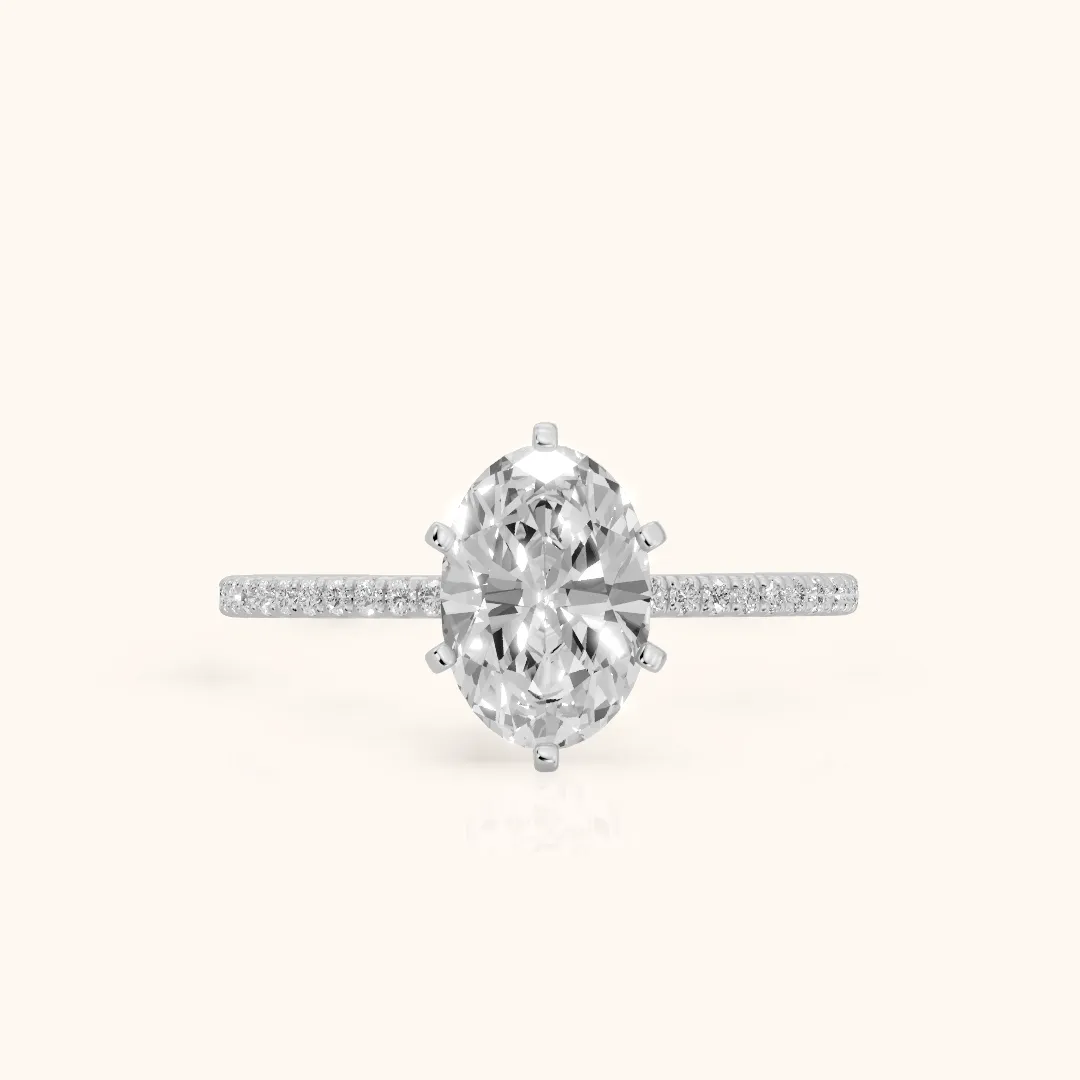 Minette Micropavé Oval Diamond Engagement Ring in Silver — view 2
