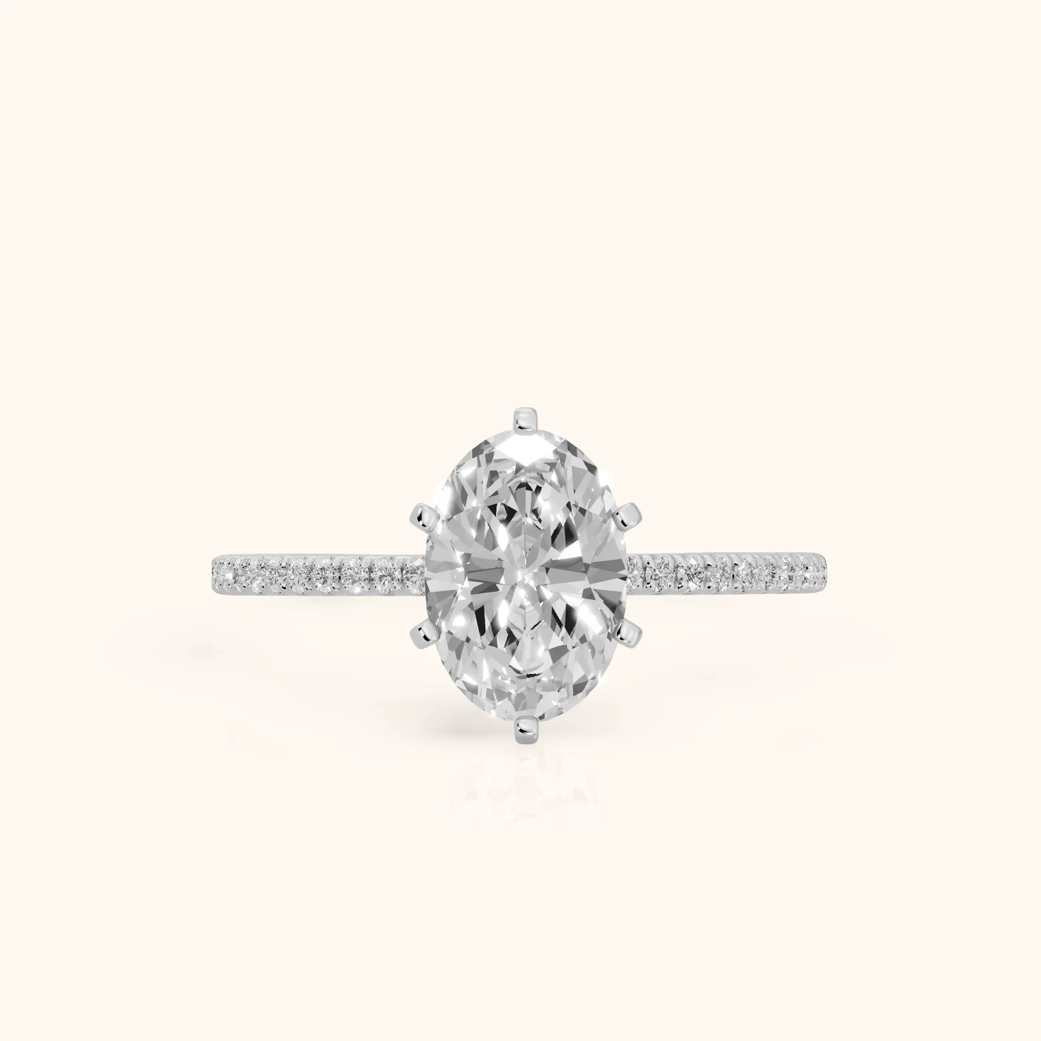 Minette Micropavé Oval Diamond Engagement Ring in Silver — view 1