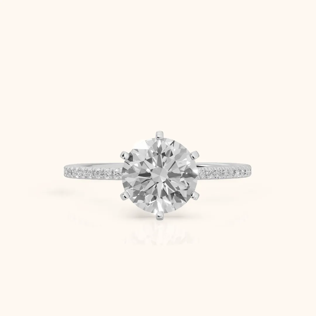 Minette Micropavé Round Diamond Engagement Ring in Silver — view 2