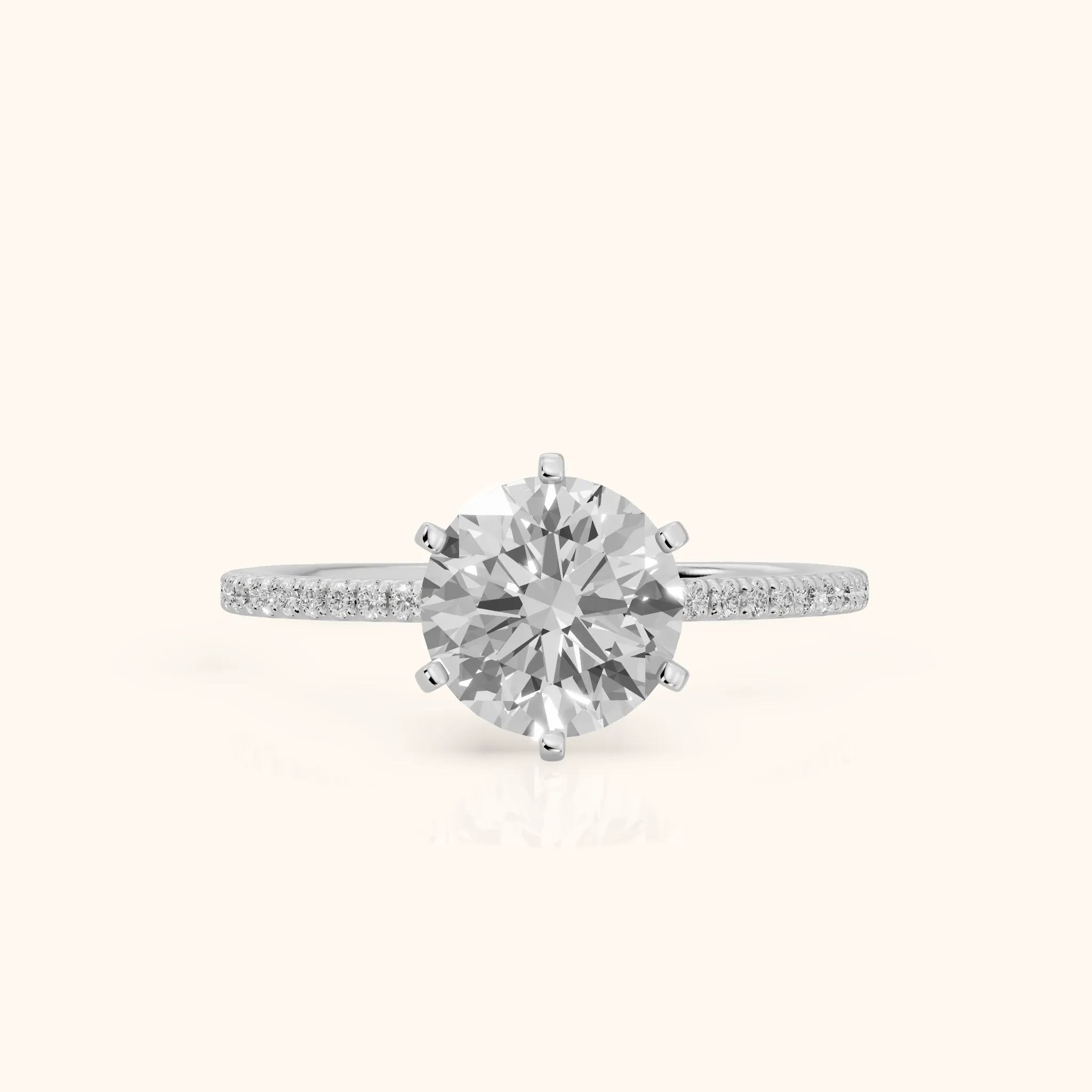 Minette Micropavé Round Diamond Engagement Ring in Silver — view 1