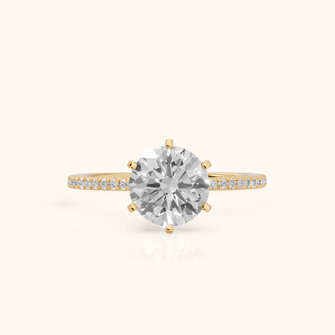 Minette Micropavé Round Diamond Engagement Ring in Yellow Gold — view 2