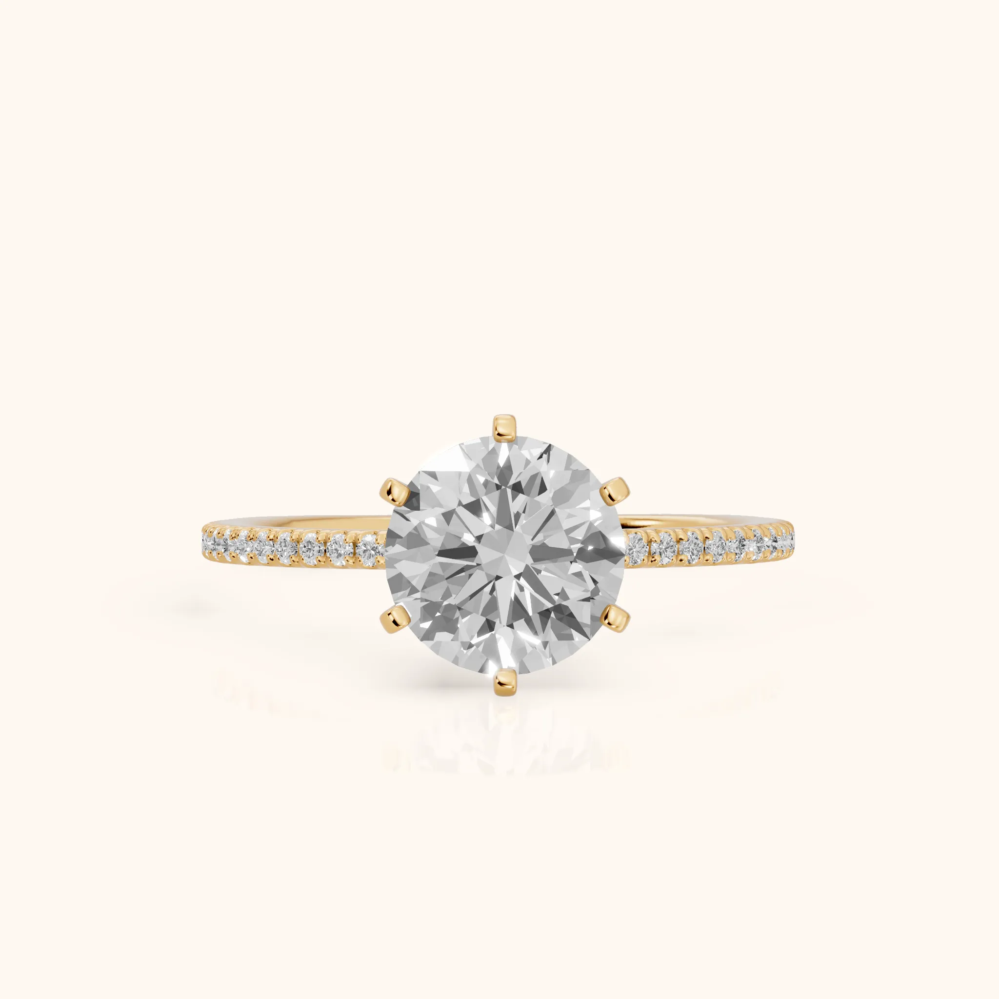 Minette Micropavé Round Diamond Engagement Ring in Yellow Gold — view 1