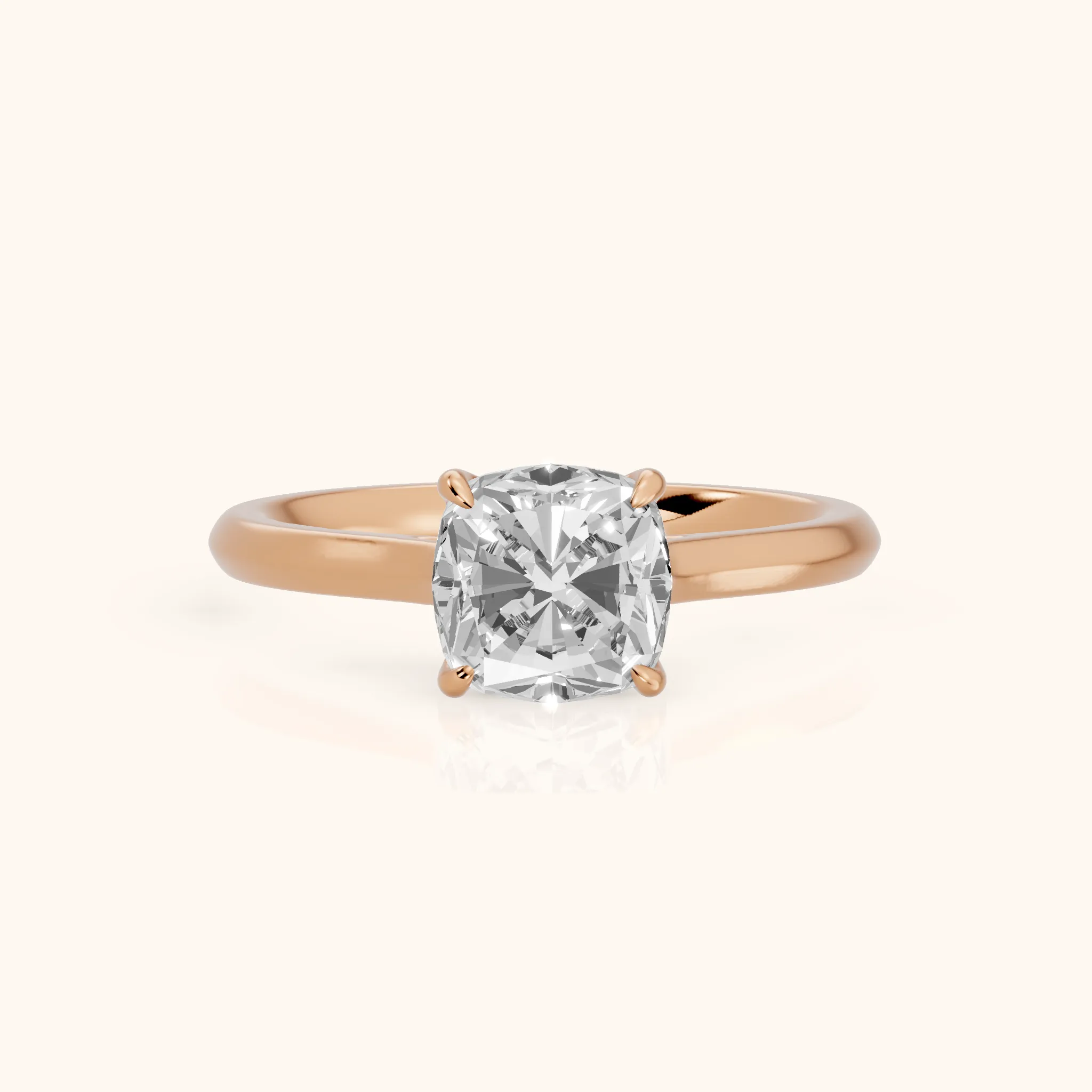 Novella East-West Solitaire Cushion Diamond Engagement Ring in Rose Gold — view 1