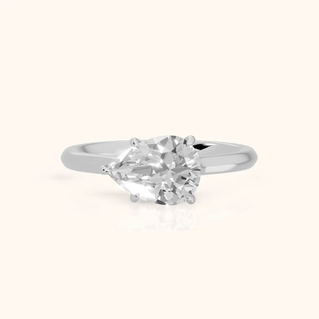 Novella East-West Solitaire Pear Diamond Engagement Ring in White Gold — view 2