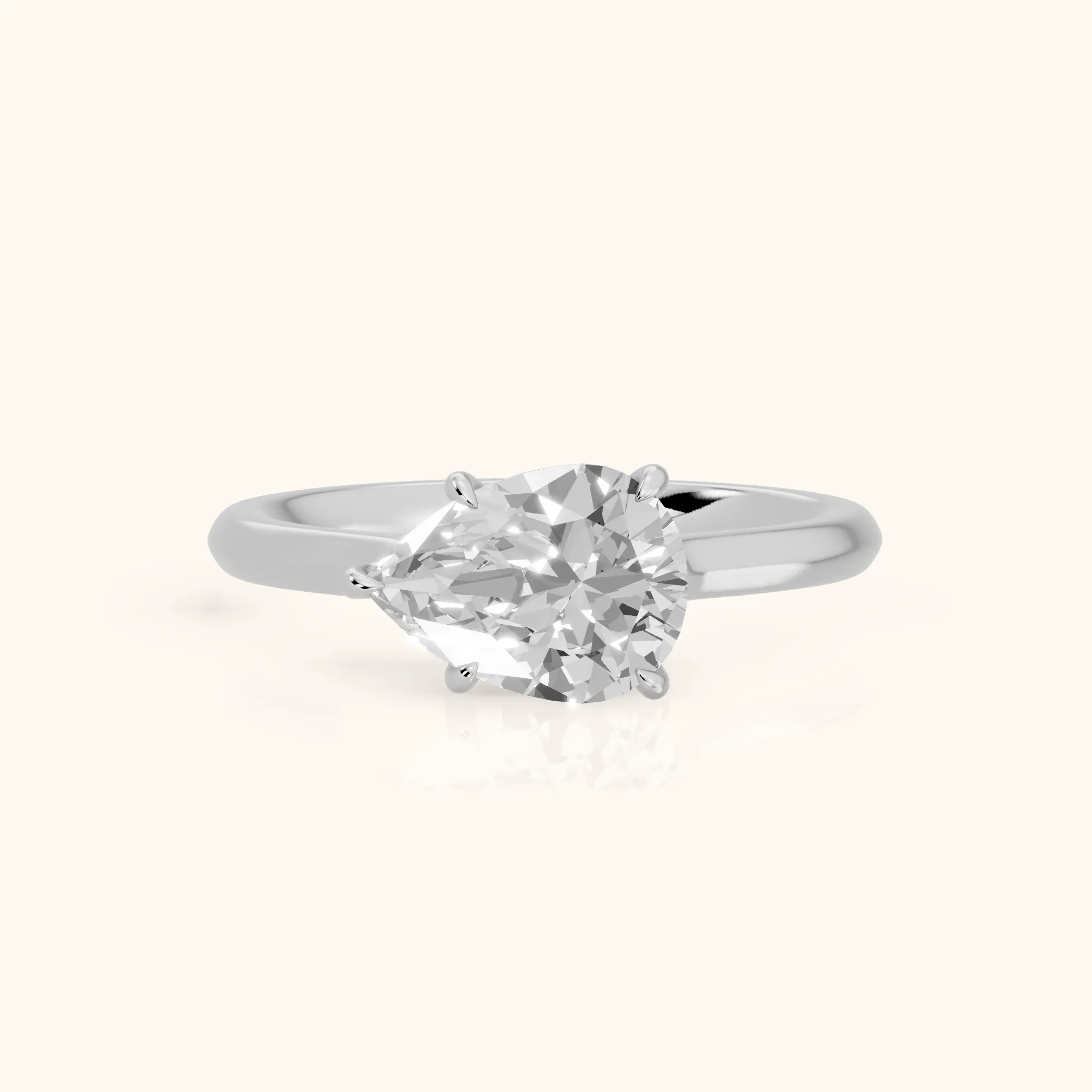 Novella East-West Solitaire Pear Diamond Engagement Ring in White Gold — view 1
