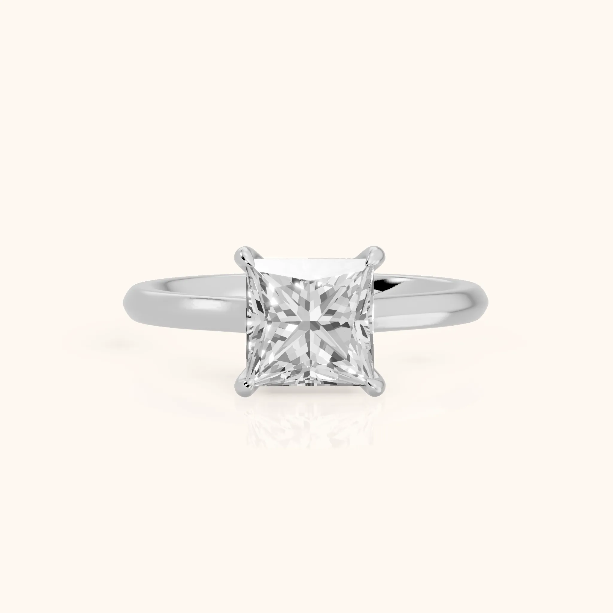 Novella East-West Solitaire Princess Diamond Engagement Ring in White Gold — view 1