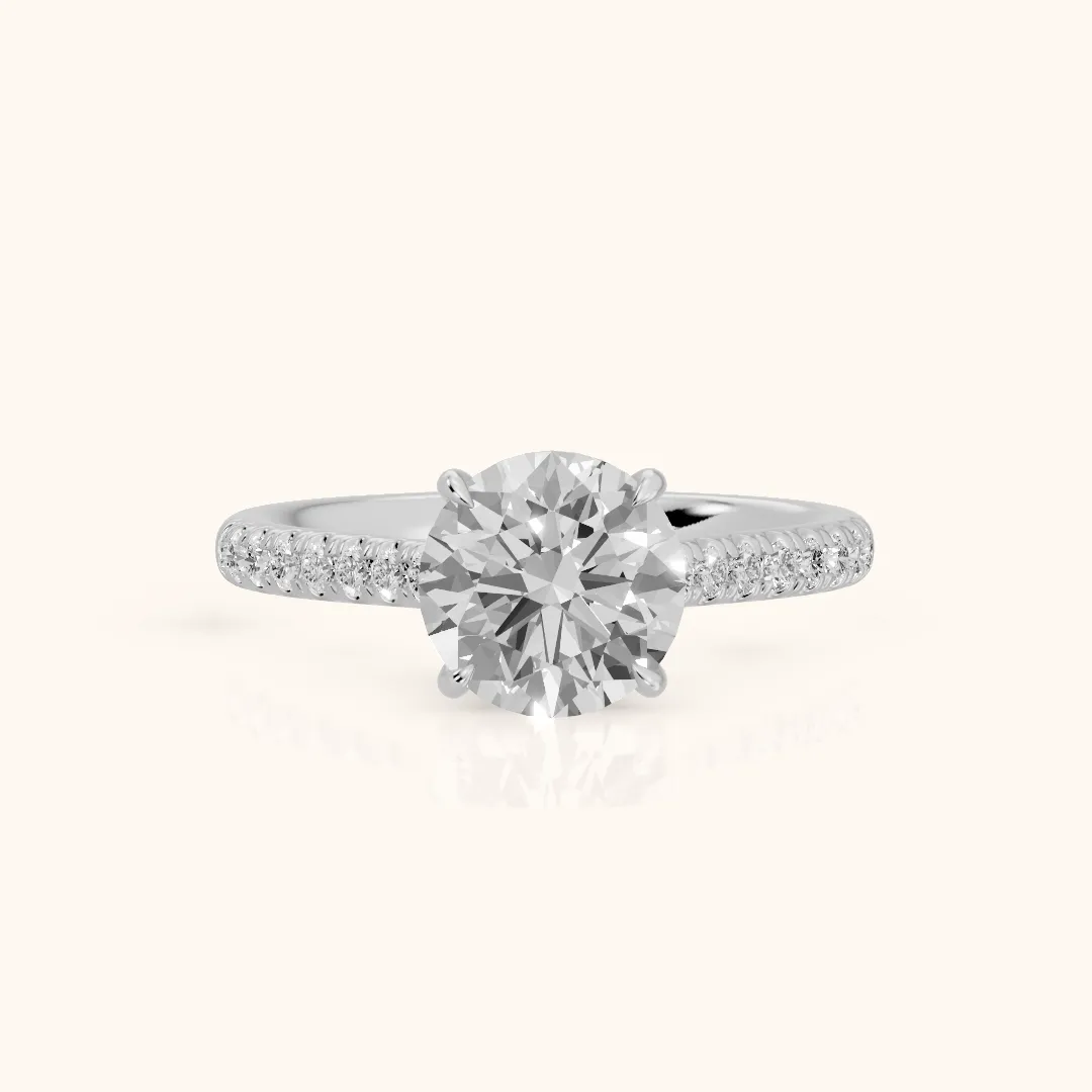 Odelia East-West Pavé Round Diamond Engagement Ring in White Gold — view 2
