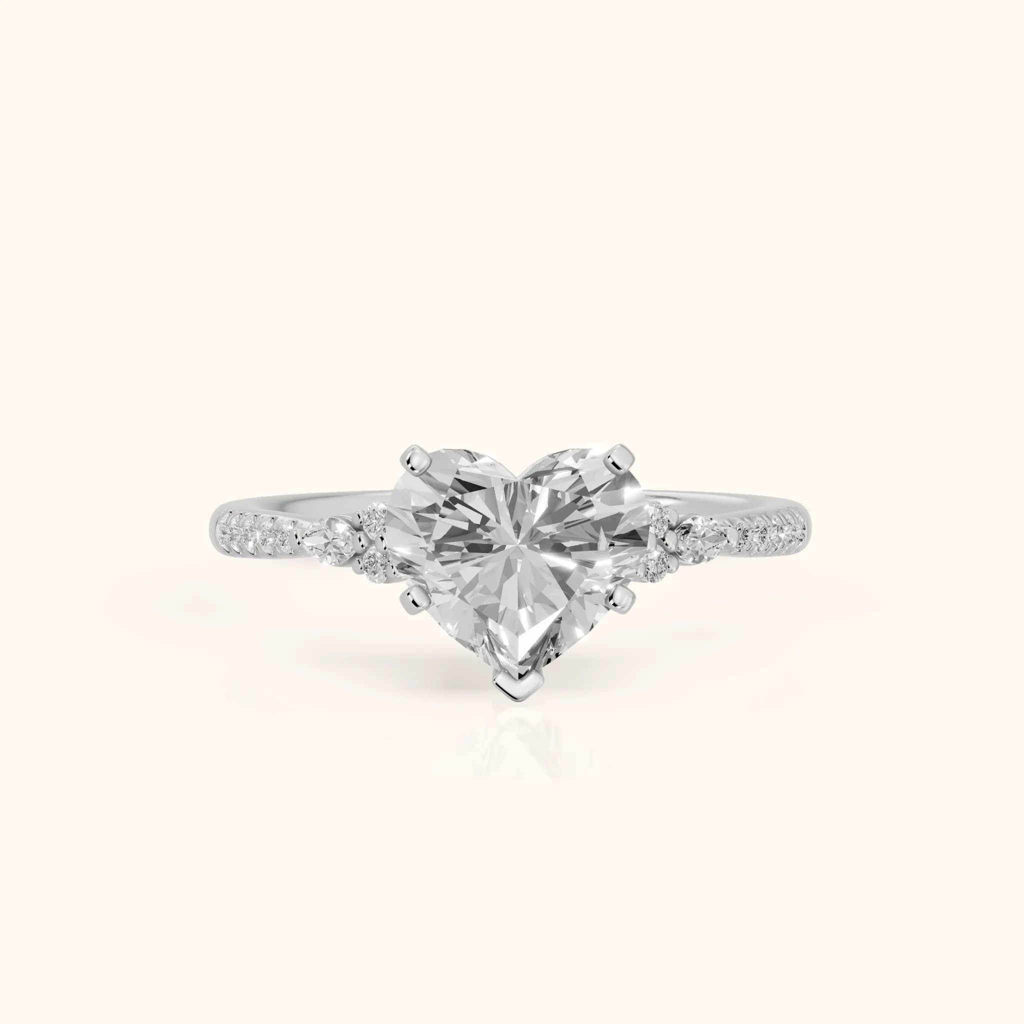Reina Pavé Cluster Heart Diamond Engagement Ring in White Gold — view 1
