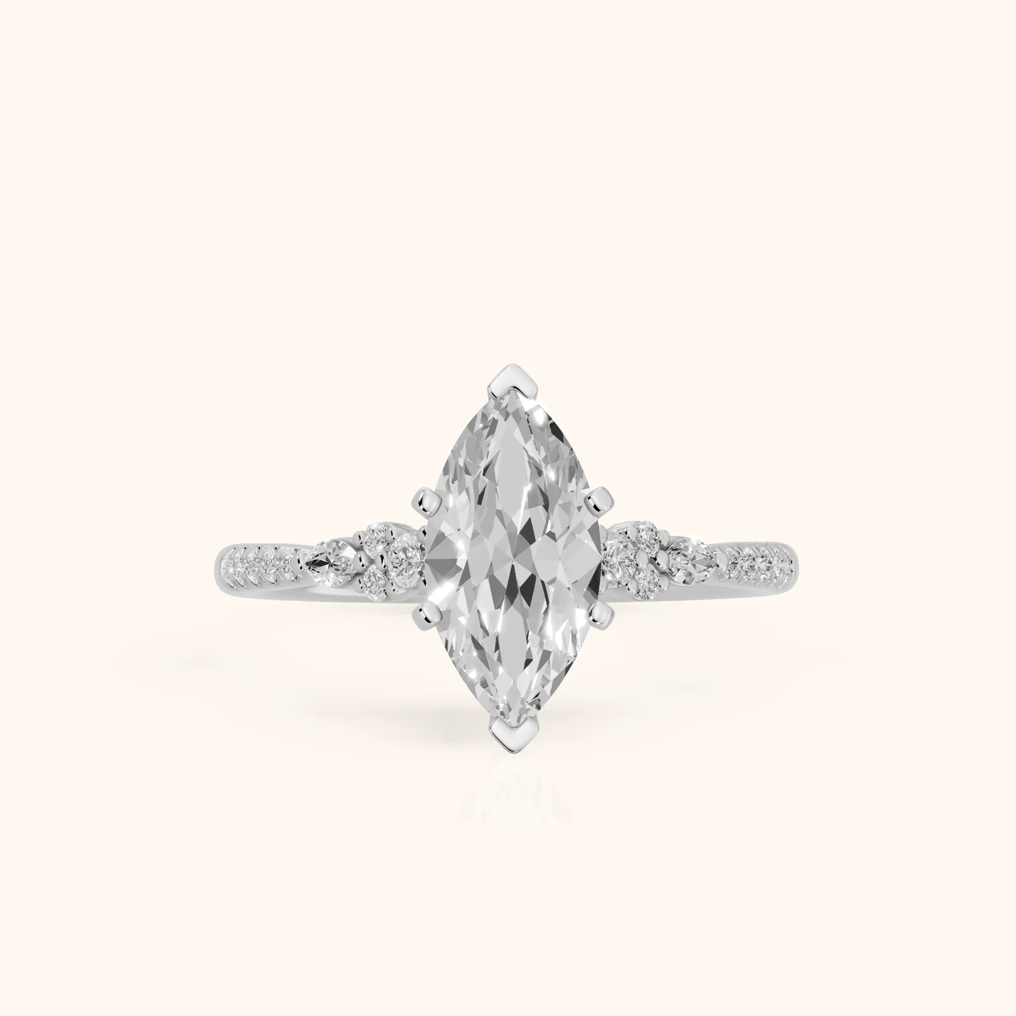 Reina Pavé Cluster Marquise Diamond Engagement Ring in Platinum — view 1