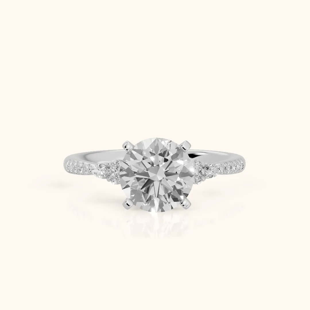 Reina Pavé Cluster Round Diamond Engagement Ring in Silver — view 2