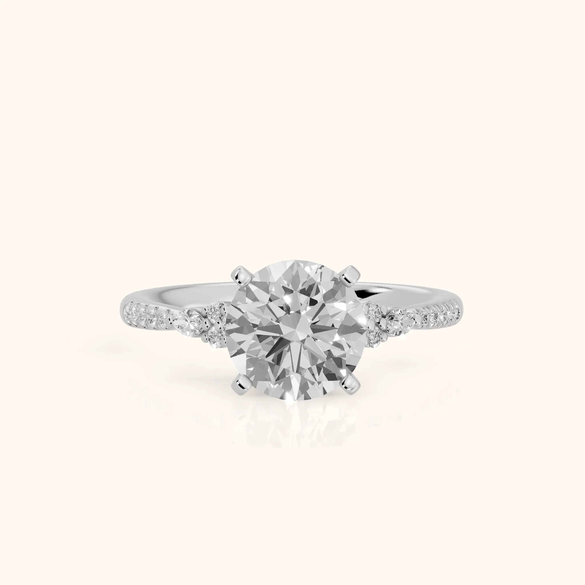Reina Pavé Cluster Round Diamond Engagement Ring in Silver — view 1