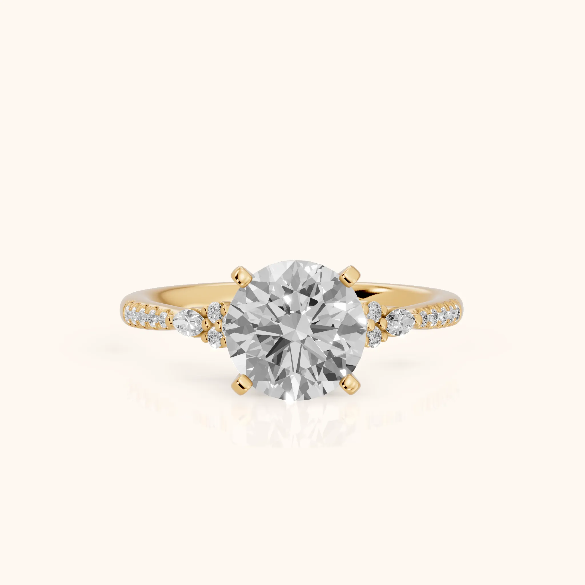 Reina Pavé Cluster Round Diamond Engagement Ring in Yellow Gold — view 1