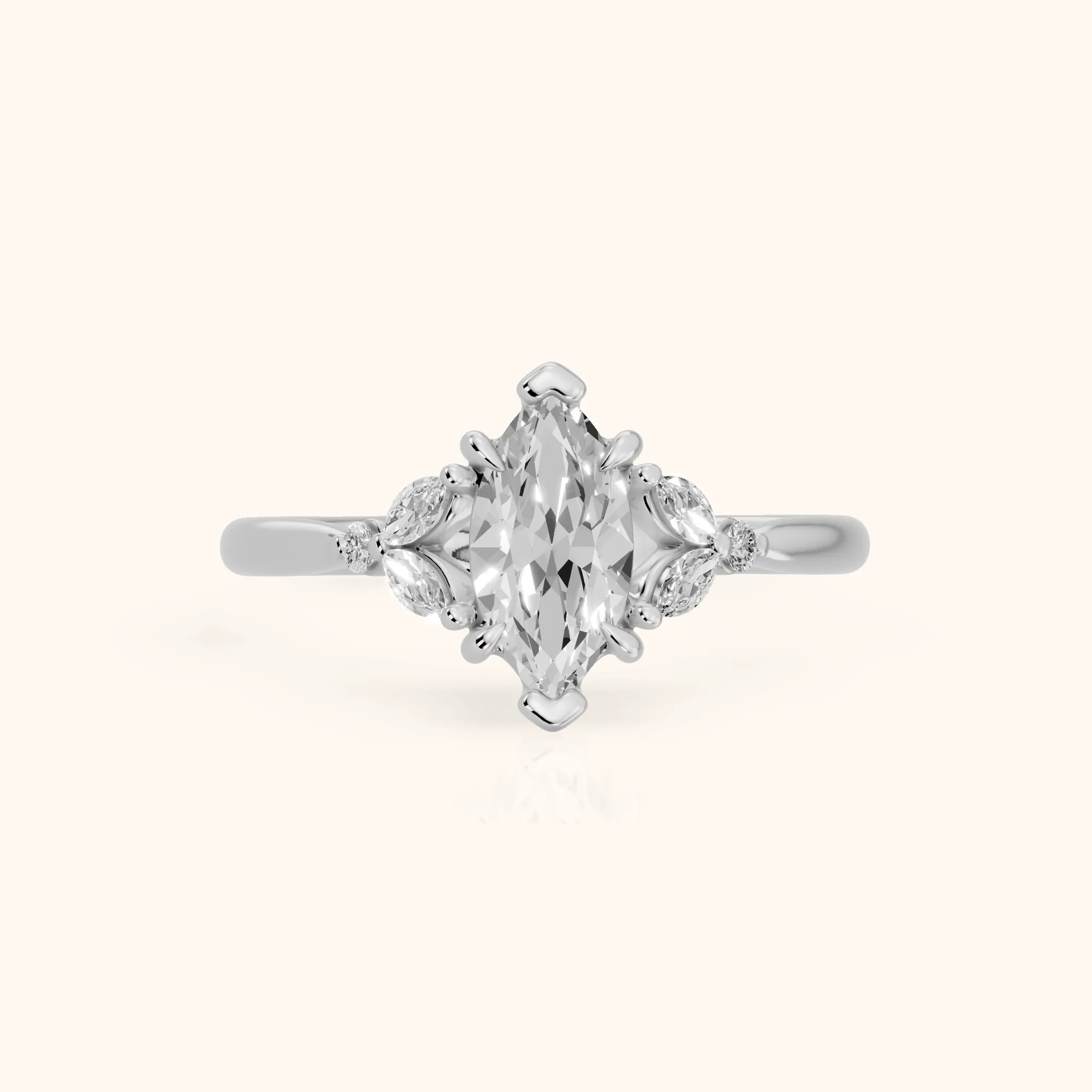 Rilla Floral Cluster Marquise Diamond Engagement Ring in Platinum — view 1