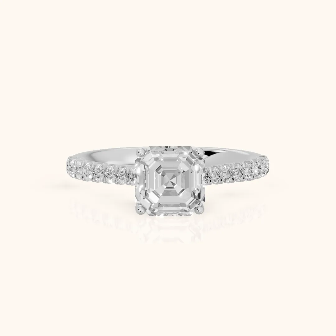 Sanne Trellis Pavé Asscher Diamond Engagement Ring in Platinum — view 2