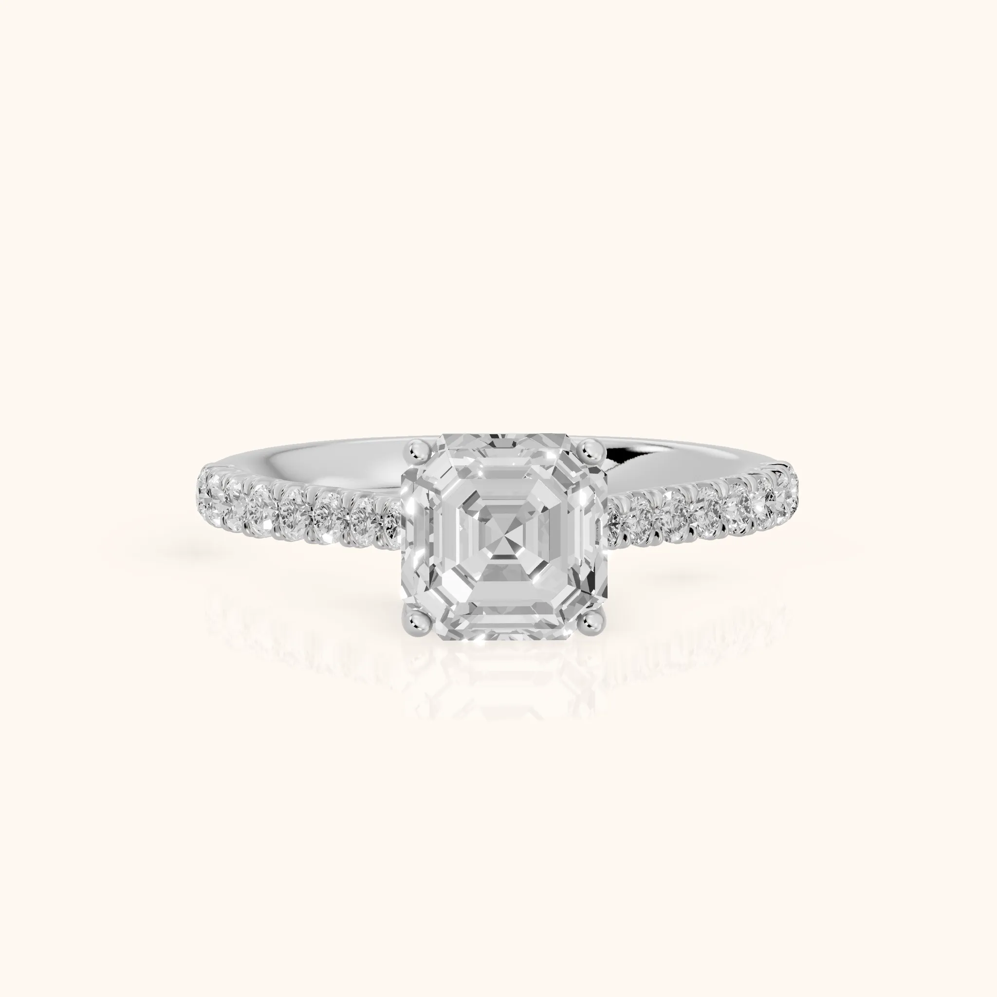 Sanne Trellis Pavé Asscher Diamond Engagement Ring in Platinum — view 1
