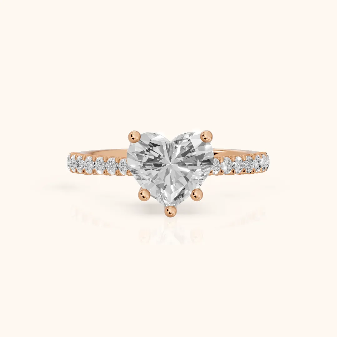 Sanne Trellis Pavé Heart Diamond Engagement Ring in Rose Gold — view 2