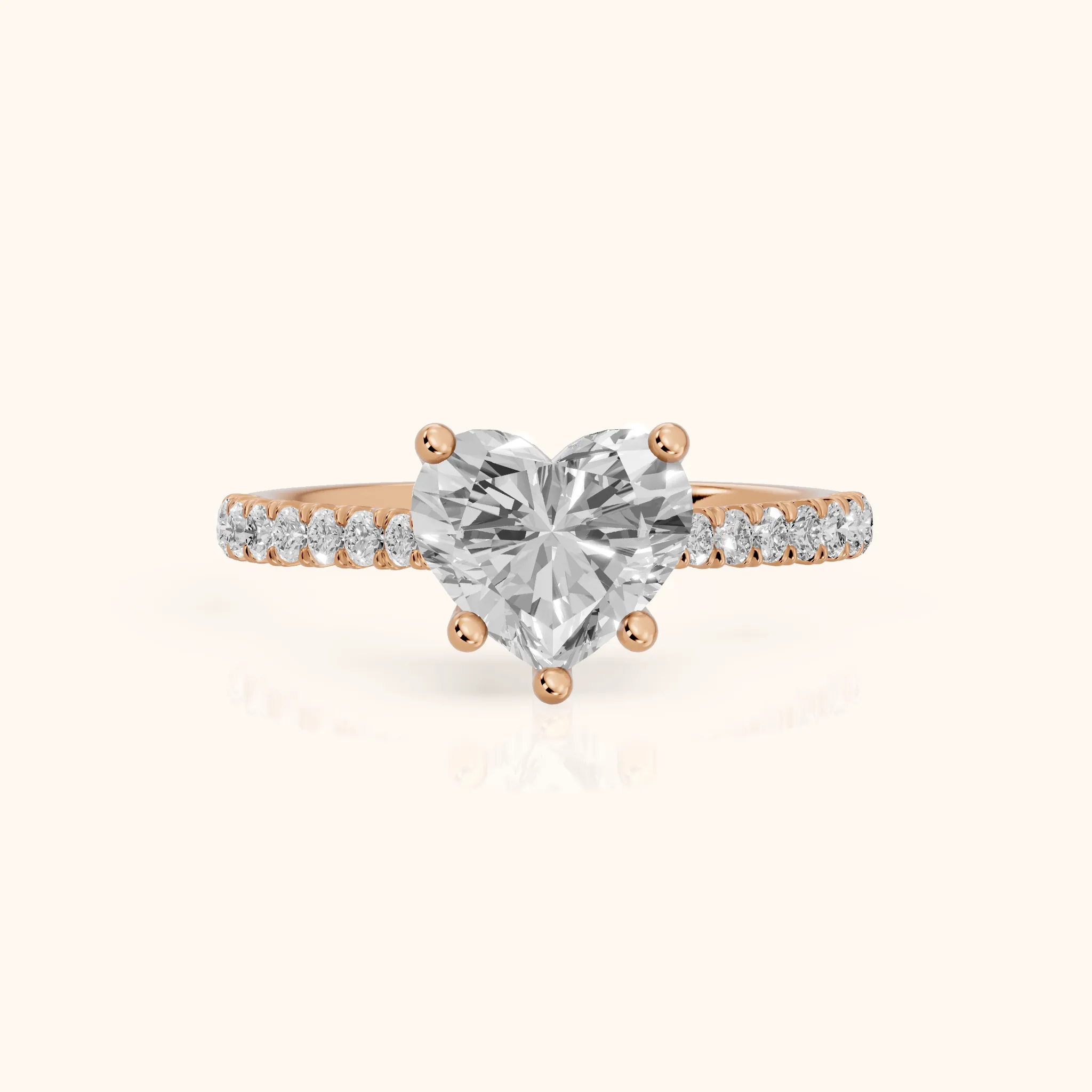 Sanne Trellis Pavé Heart Diamond Engagement Ring in Rose Gold — view 1