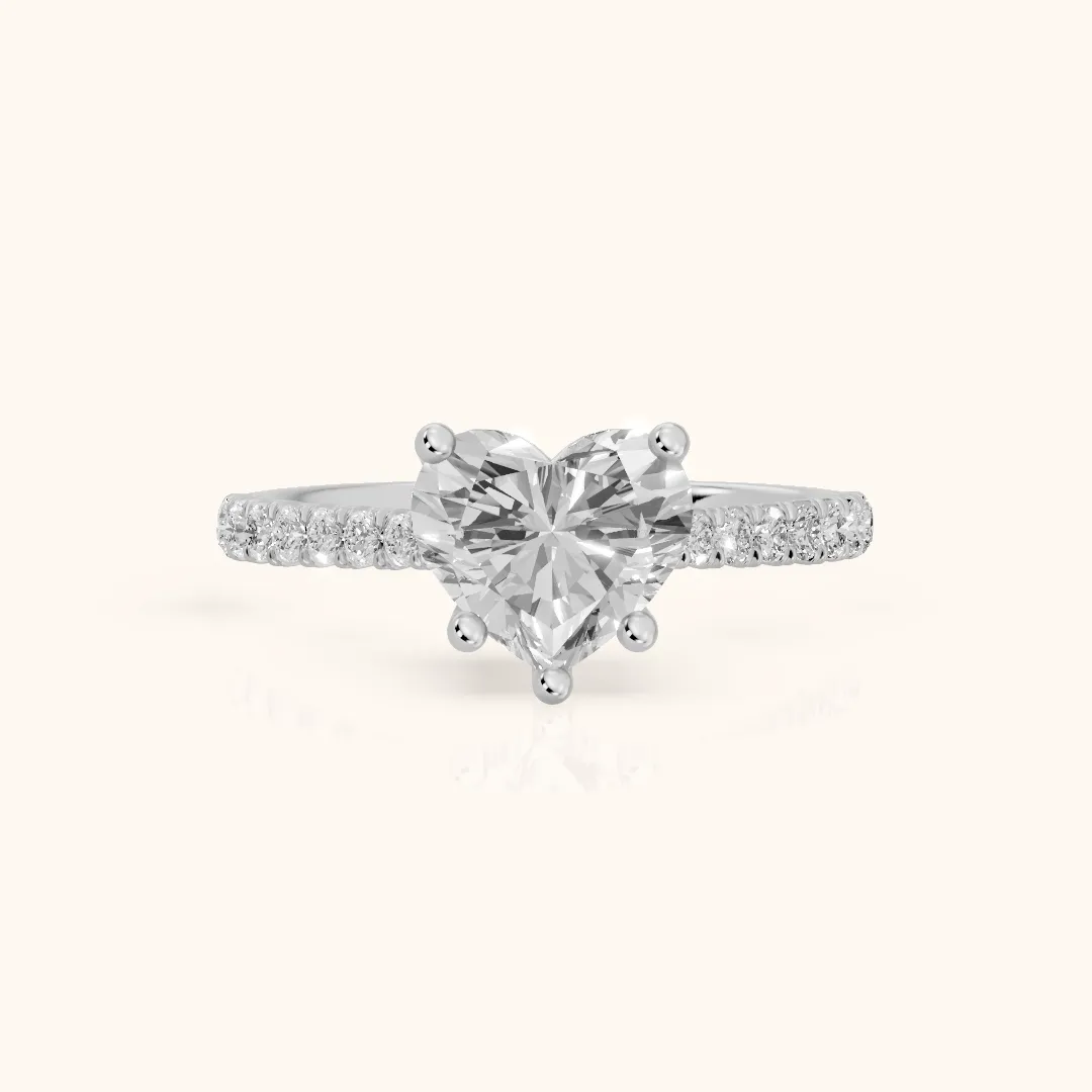 Sanne Trellis Pavé Heart Diamond Engagement Ring in Silver — view 2