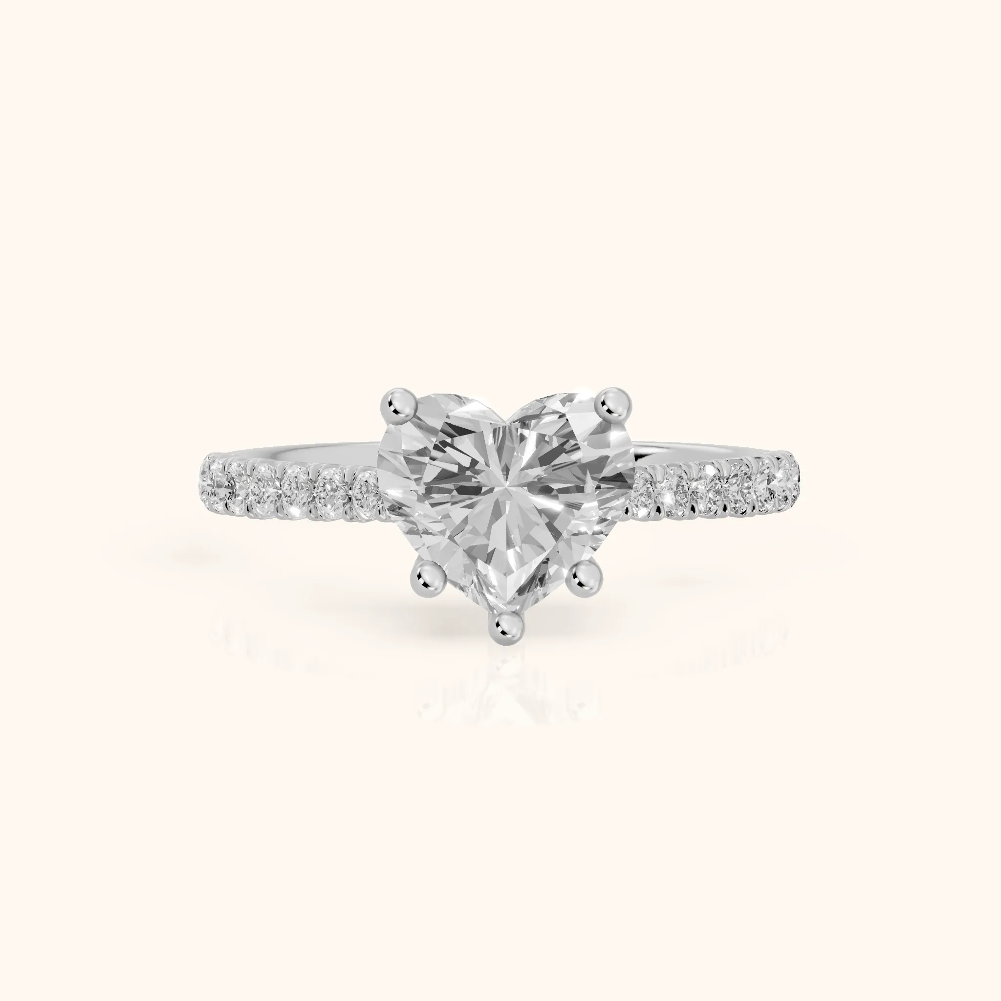 Sanne Trellis Pavé Heart Diamond Engagement Ring in Silver — view 1