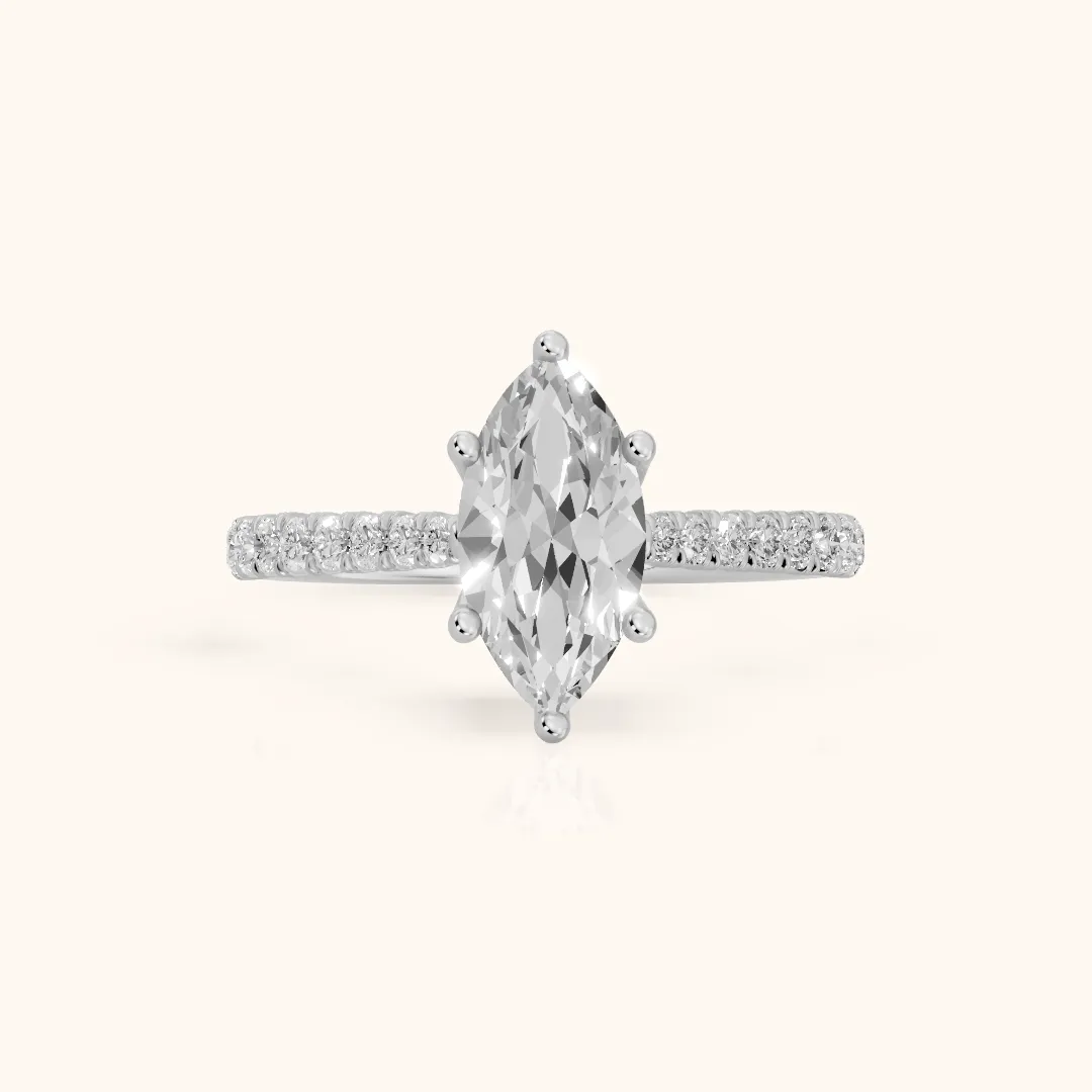 Sanne Trellis Pavé Marquise Diamond Engagement Ring in Silver — view 2