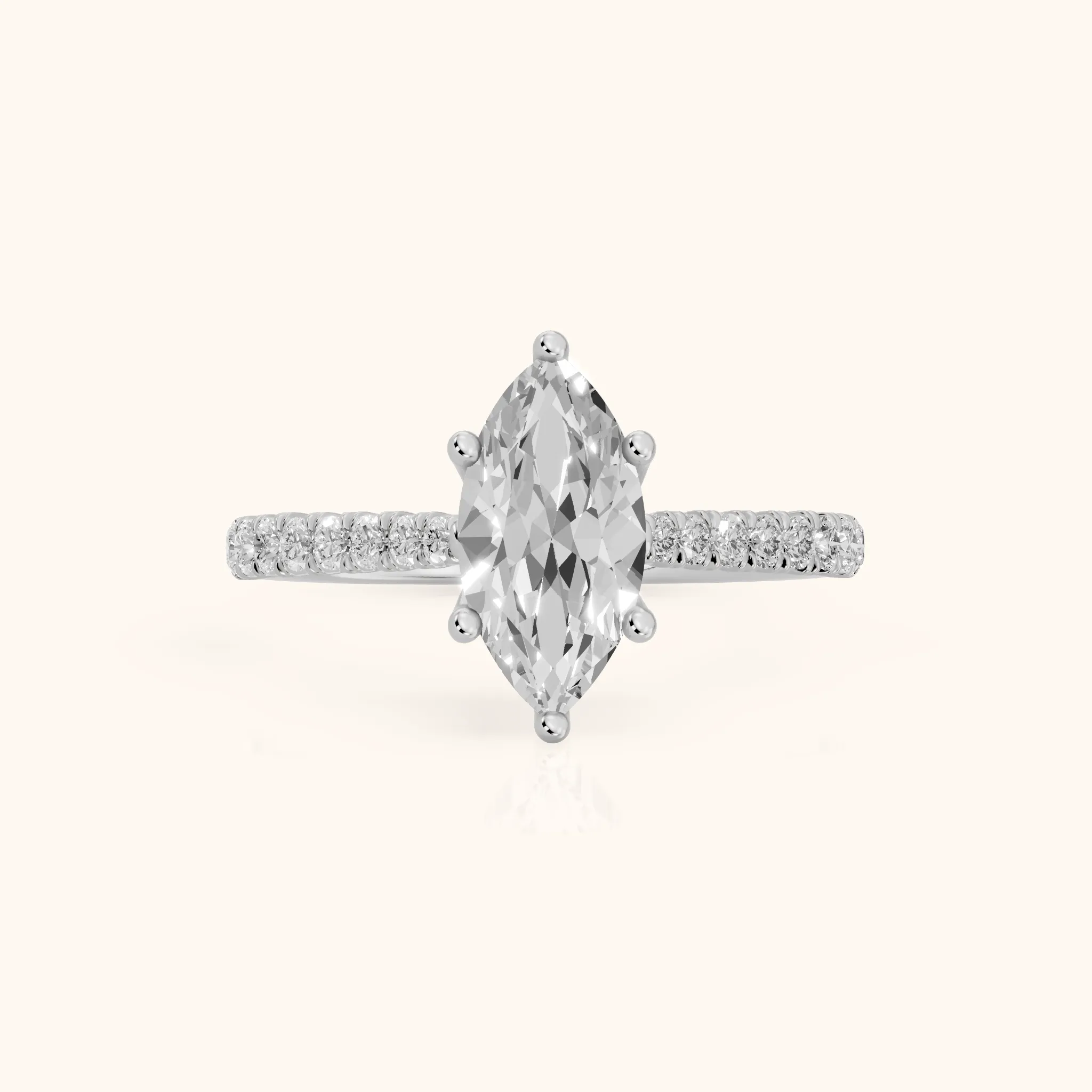Sanne Trellis Pavé Marquise Diamond Engagement Ring in Silver — view 1