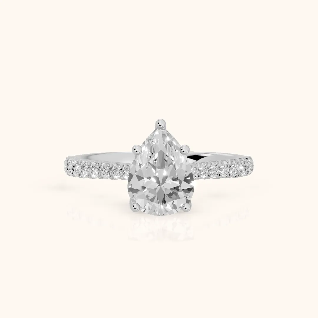 Sanne Trellis Pavé Pear Diamond Engagement Ring in Silver — view 2