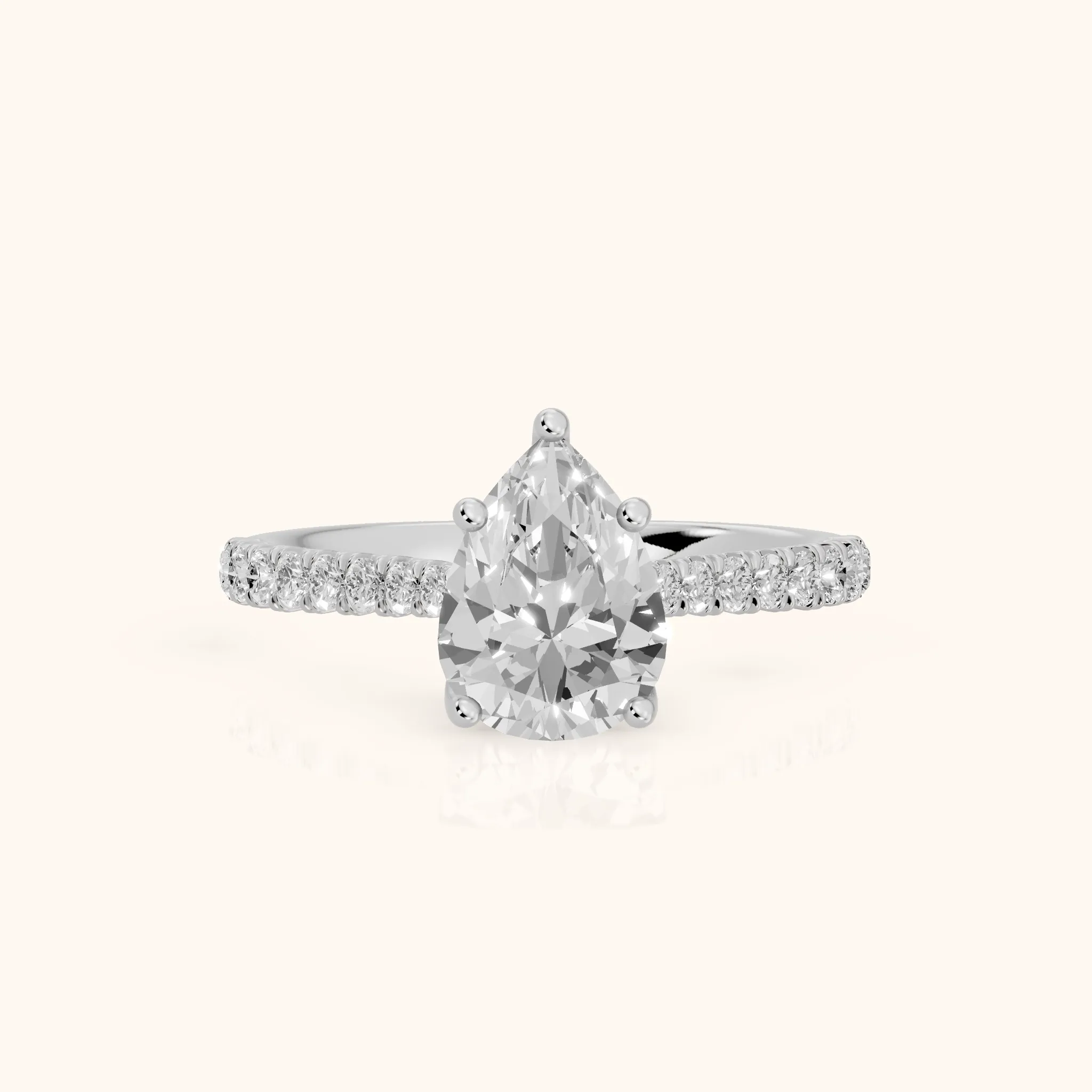 Sanne Trellis Pavé Pear Diamond Engagement Ring in Silver — view 1