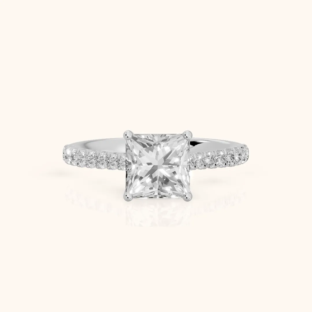 Sanne Trellis Pavé Princess Diamond Engagement Ring in Silver — view 2