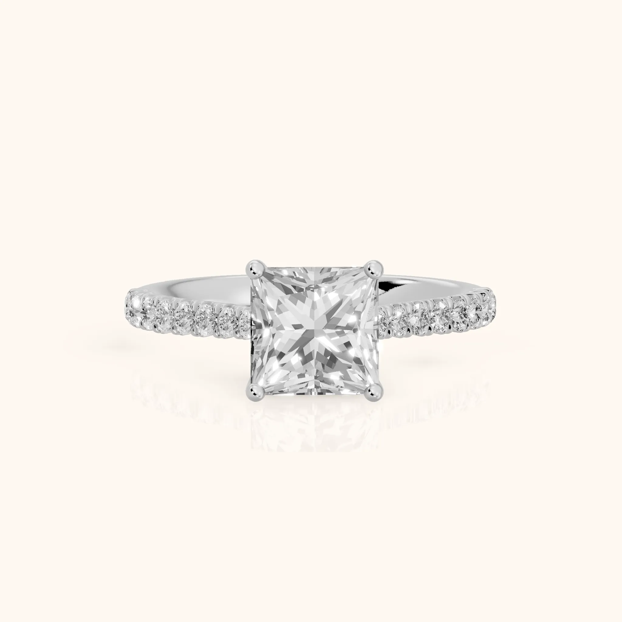 Sanne Trellis Pavé Princess Diamond Engagement Ring in Silver — view 1