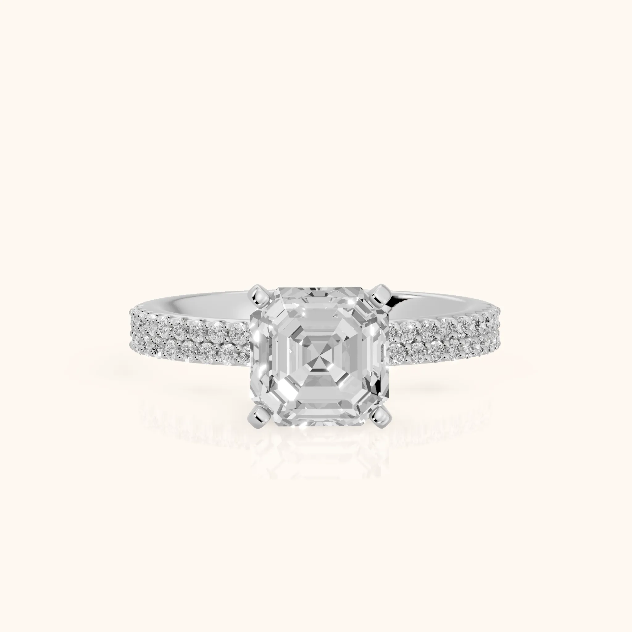 Sirena Micropavé Asscher Diamond Engagement Ring in Silver — view 1