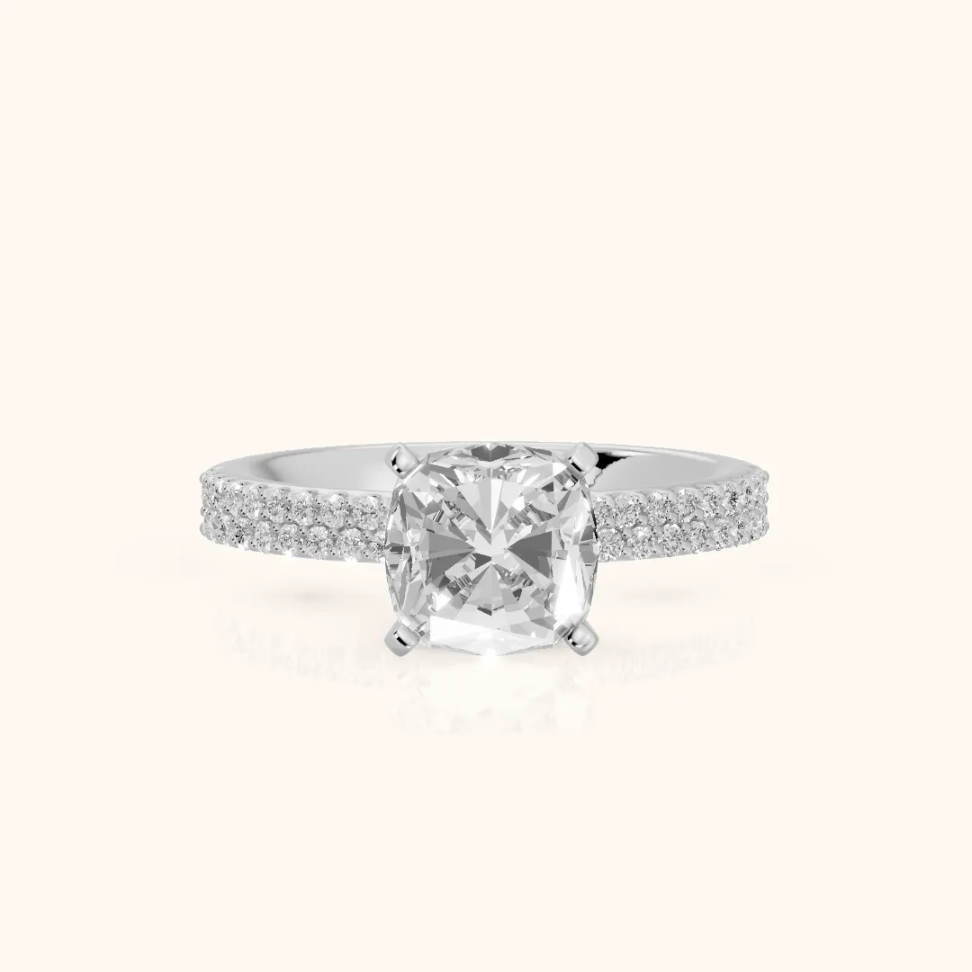 Sirena Micropavé Cushion Diamond Engagement Ring in White Gold — view 2