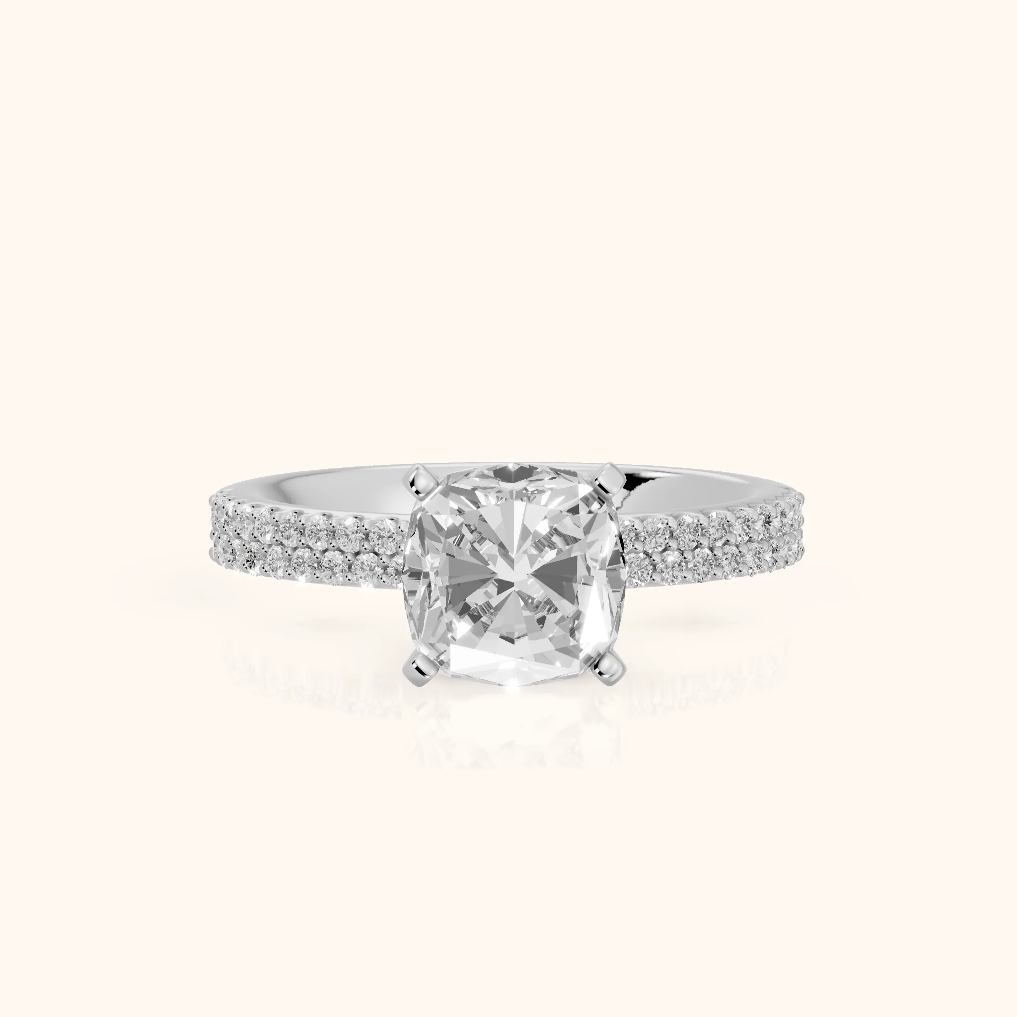 Sirena Micropavé Cushion Diamond Engagement Ring in White Gold — view 1