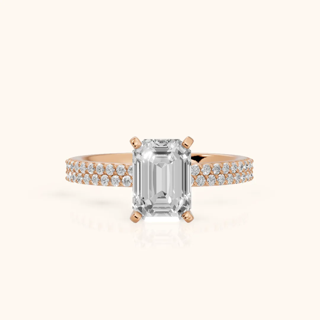 Sirena Micropavé Emerald Diamond Engagement Ring in Rose Gold — view 2