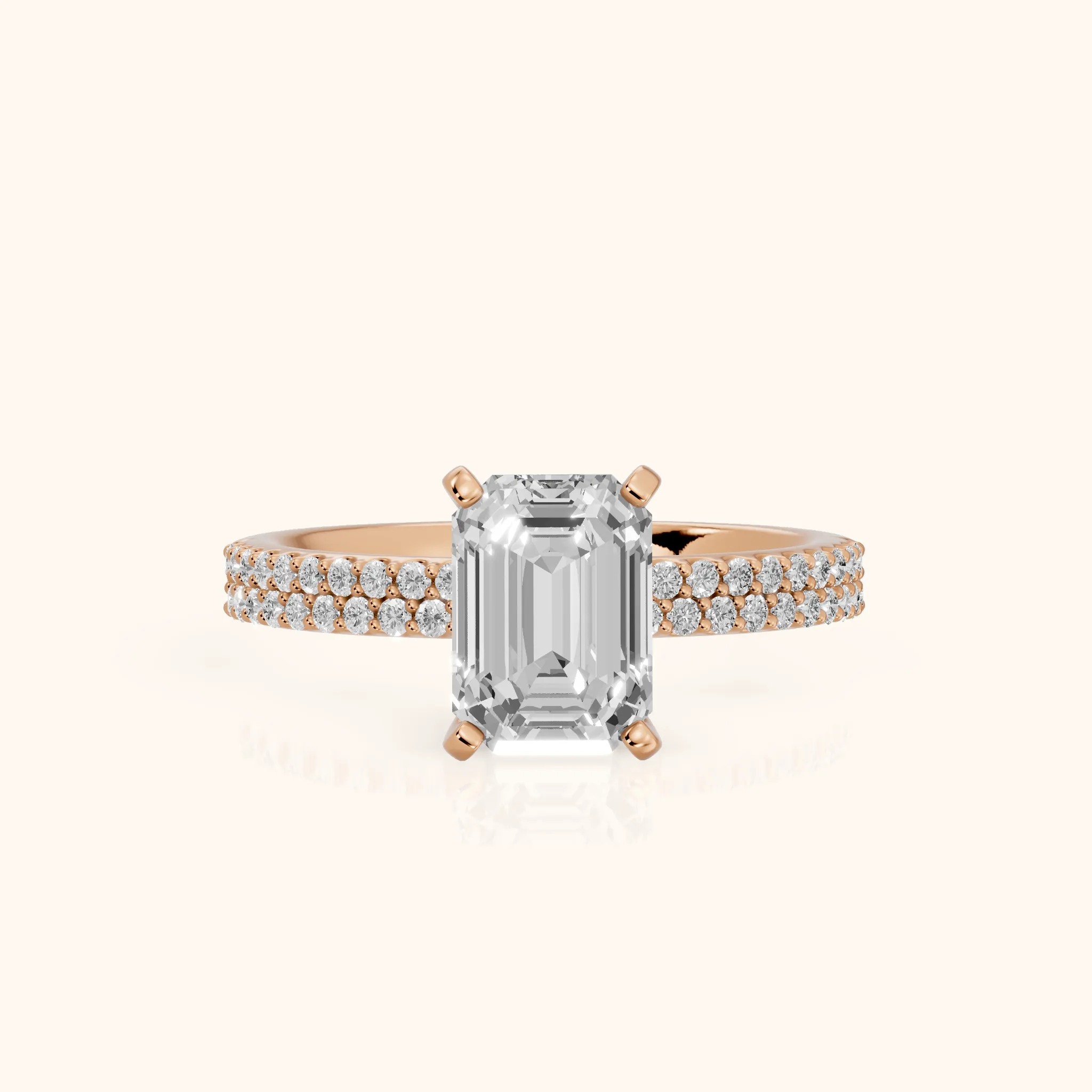 Sirena Micropavé Emerald Diamond Engagement Ring in Rose Gold — view 1