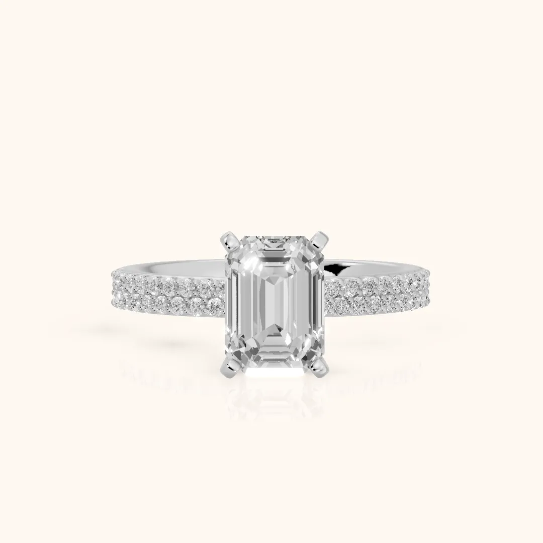 Sirena Micropavé Emerald Diamond Engagement Ring in Platinum — view 2