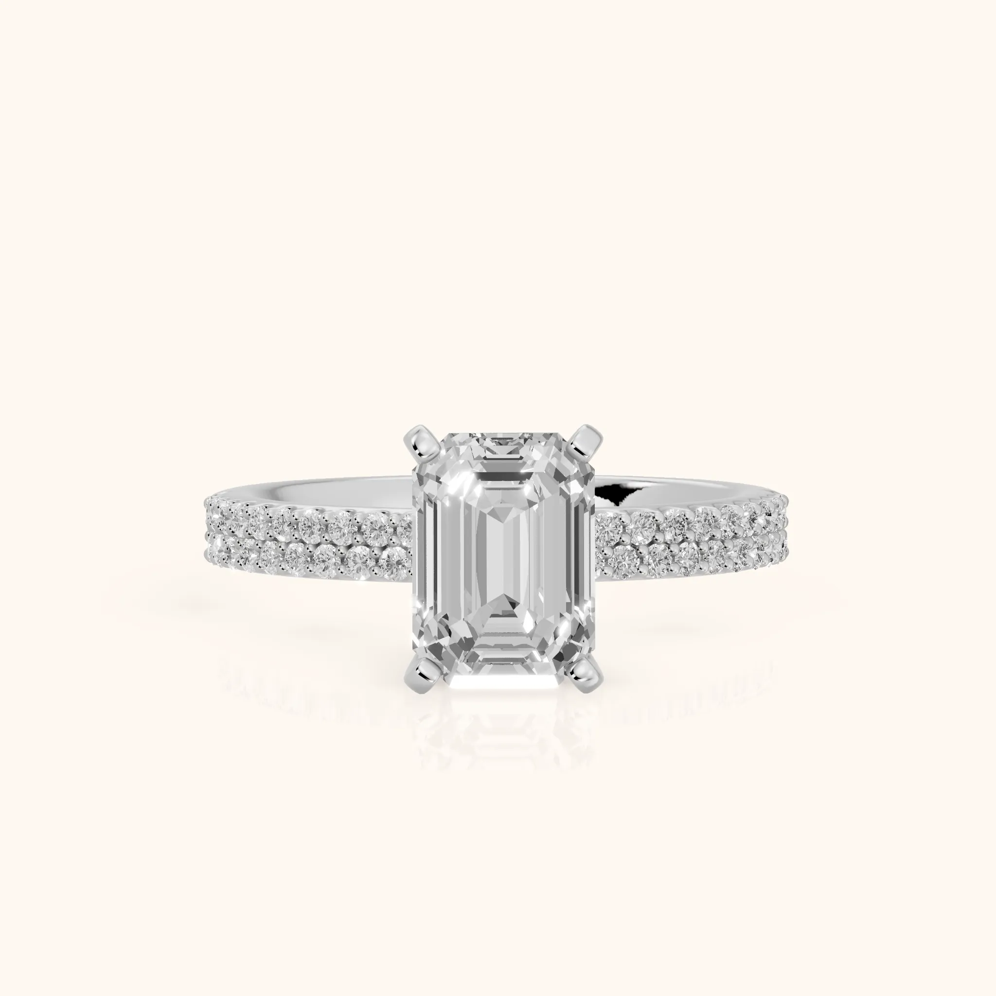Sirena Micropavé Emerald Diamond Engagement Ring in Platinum — view 1