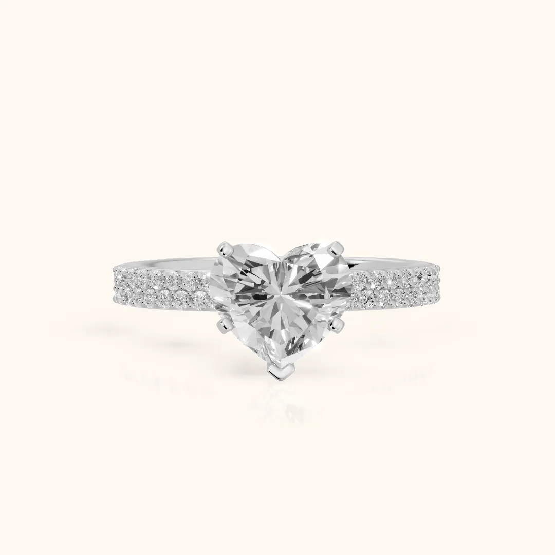 Sirena Micropavé Heart Diamond Engagement Ring in Silver — view 2