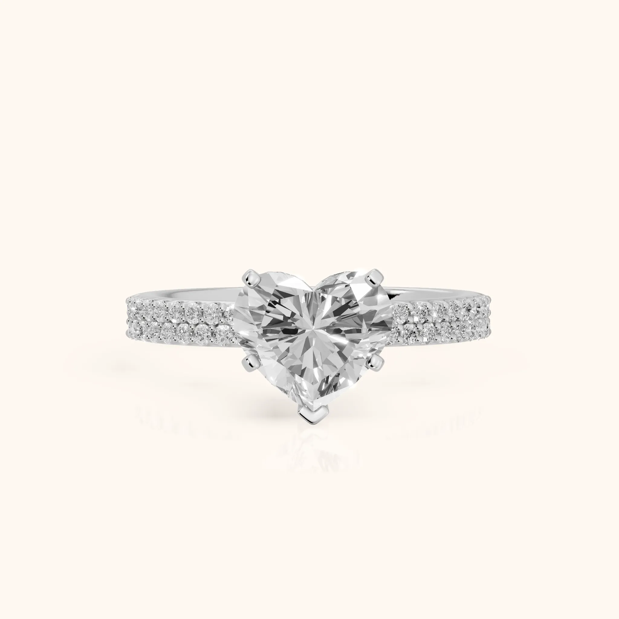 Sirena Micropavé Heart Diamond Engagement Ring in Silver — view 1
