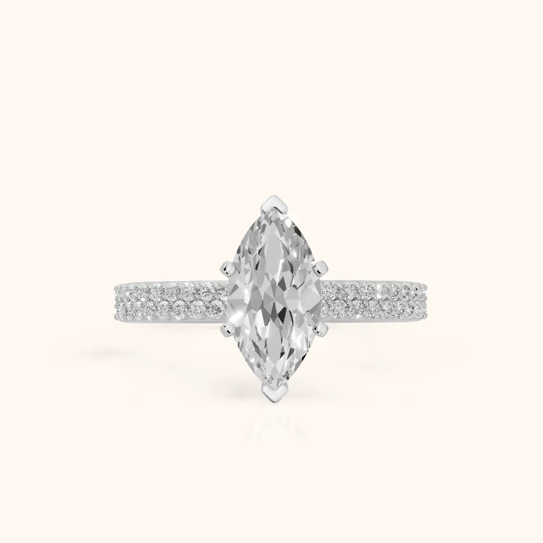 Sirena Micropavé Marquise Diamond Engagement Ring in Silver — view 2