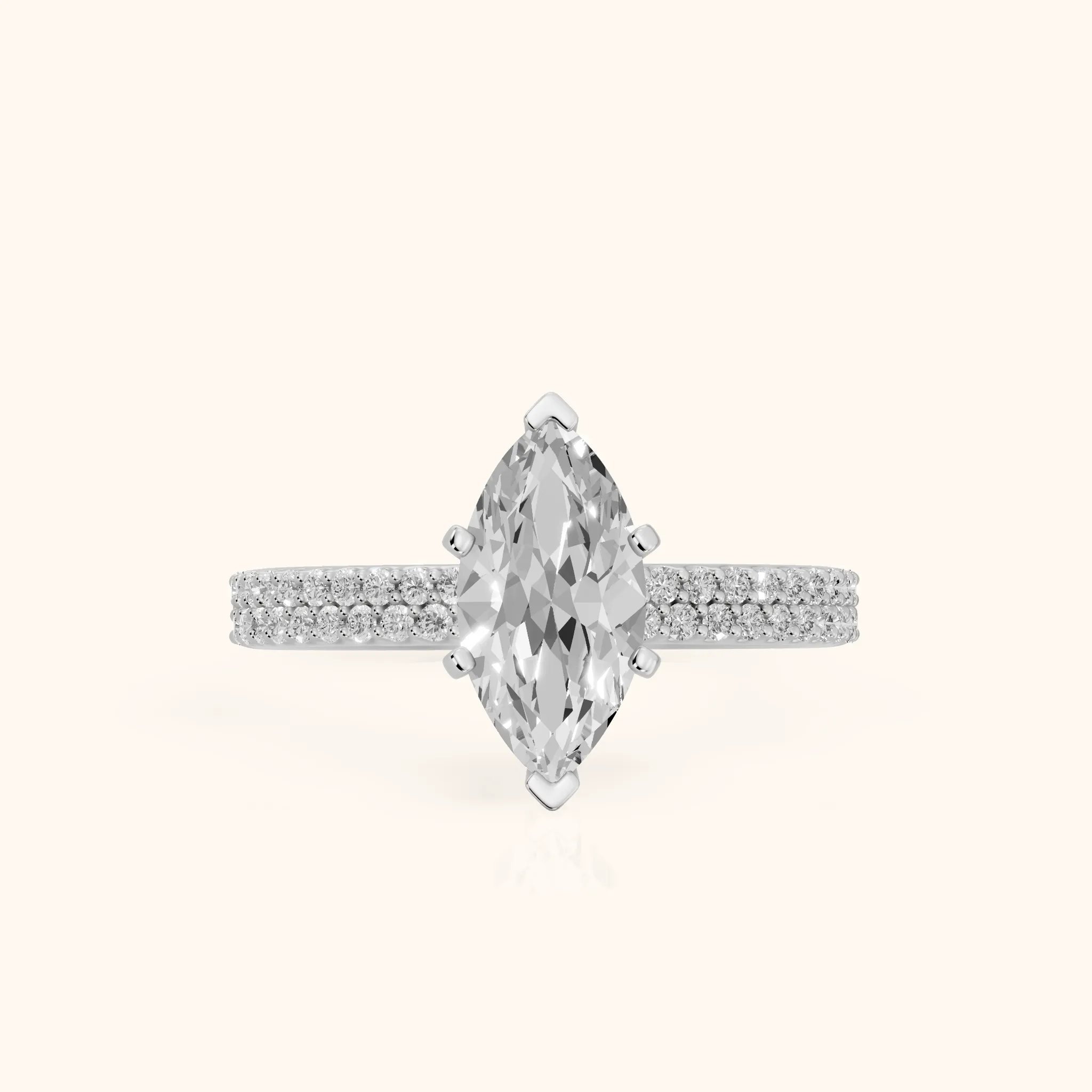 Sirena Micropavé Marquise Diamond Engagement Ring in Silver — view 1