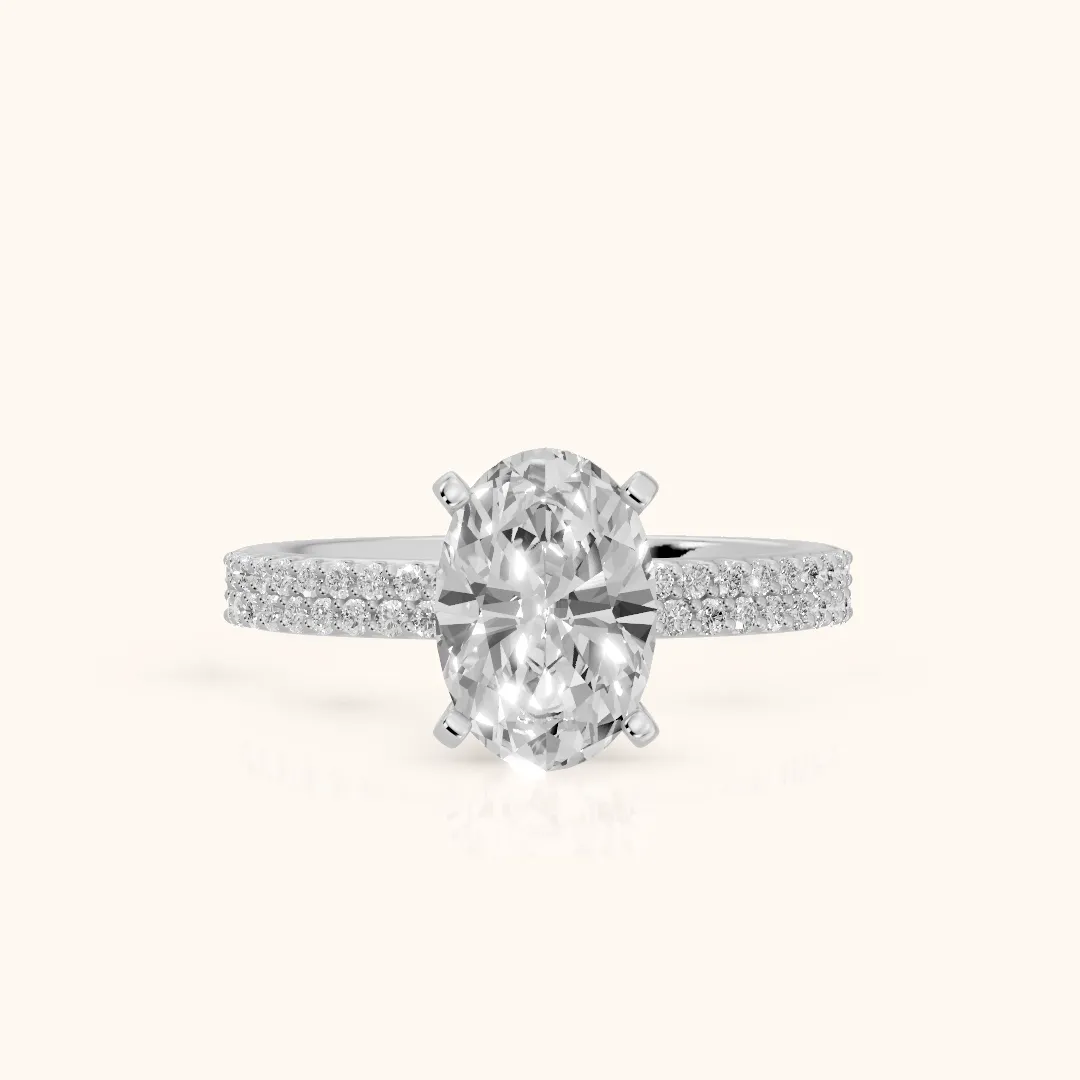 Sirena Micropavé Oval Diamond Engagement Ring in White Gold — view 2