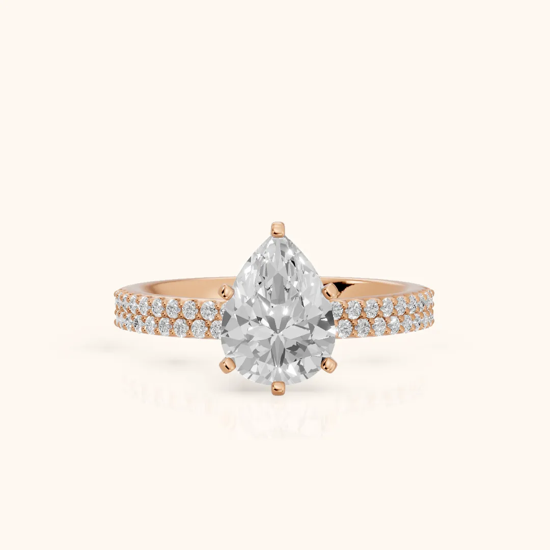 Sirena Micropavé Pear Diamond Engagement Ring in Rose Gold — view 2