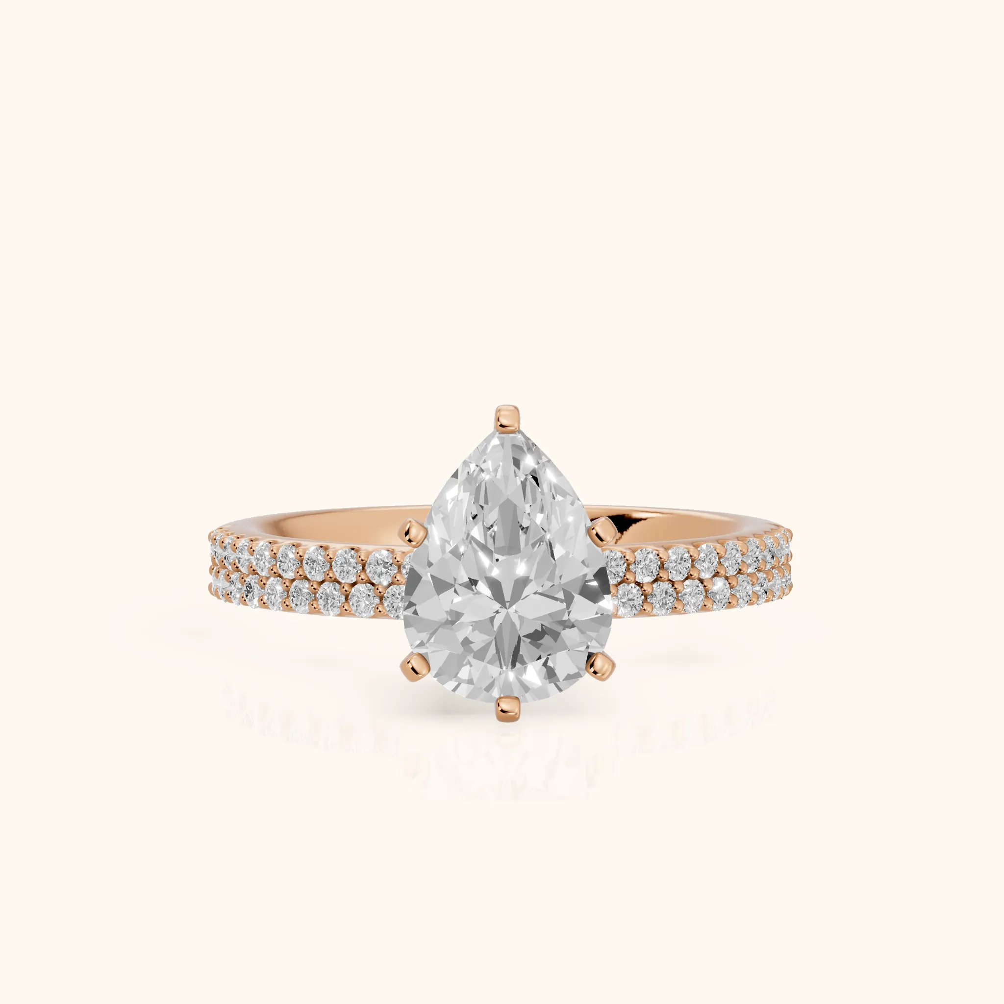 Sirena Micropavé Pear Diamond Engagement Ring in Rose Gold — view 1