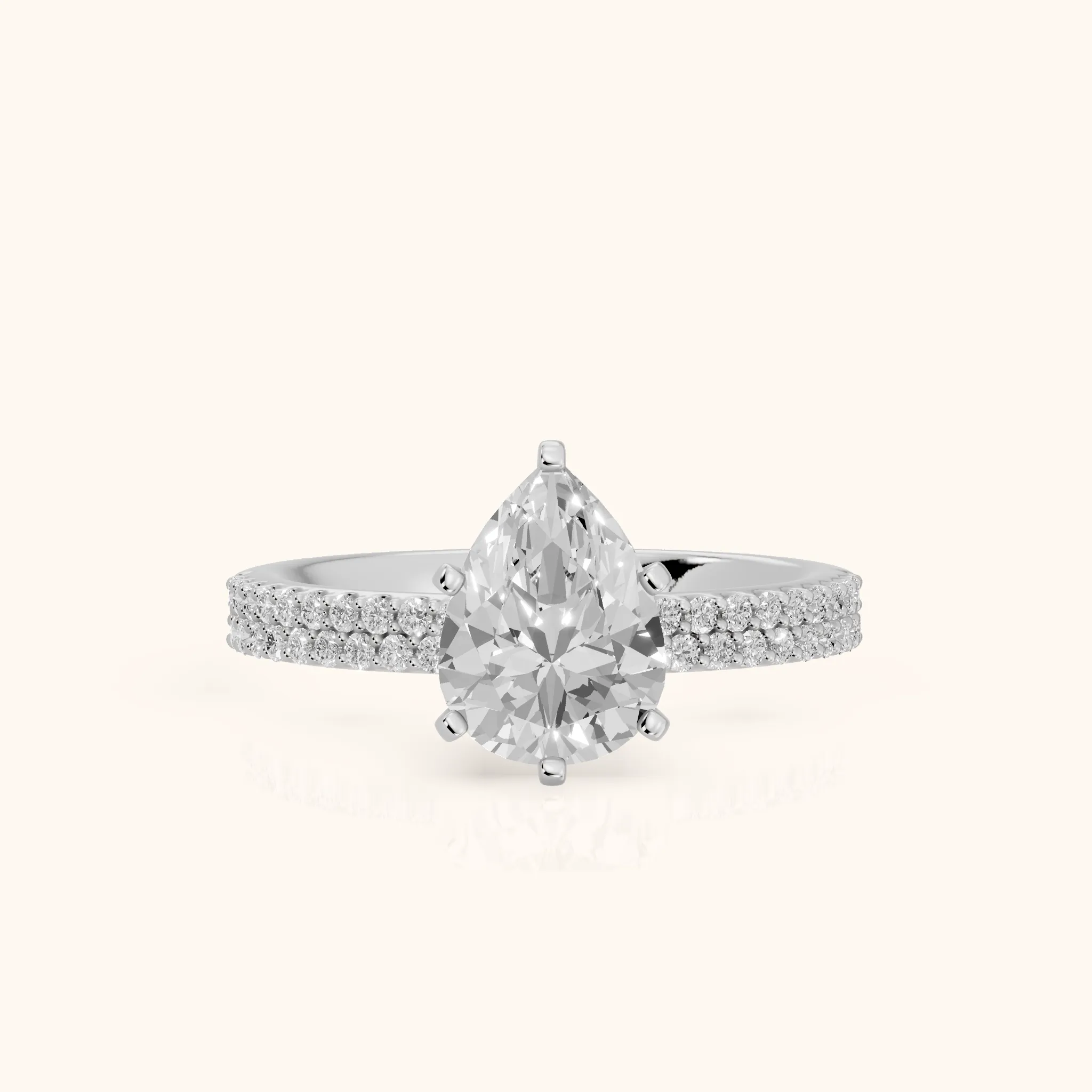 Sirena Micropavé Pear Diamond Engagement Ring in Silver — view 1
