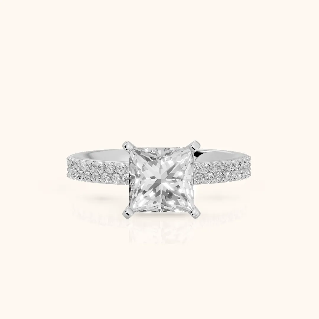 Sirena Micropavé Princess Diamond Engagement Ring in White Gold — view 2